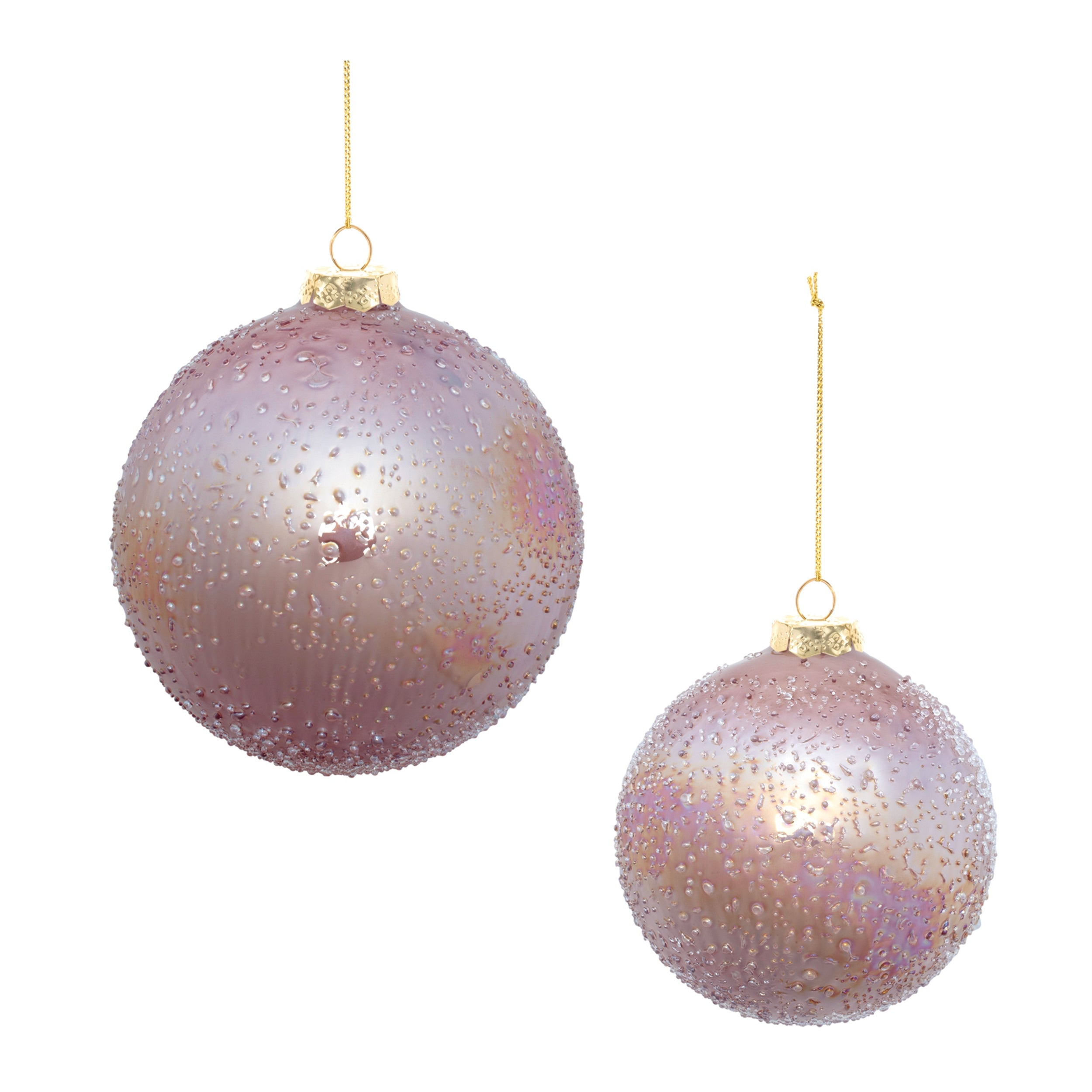 Ball Ornament (Set of 2) 3"D, 5"D Glass