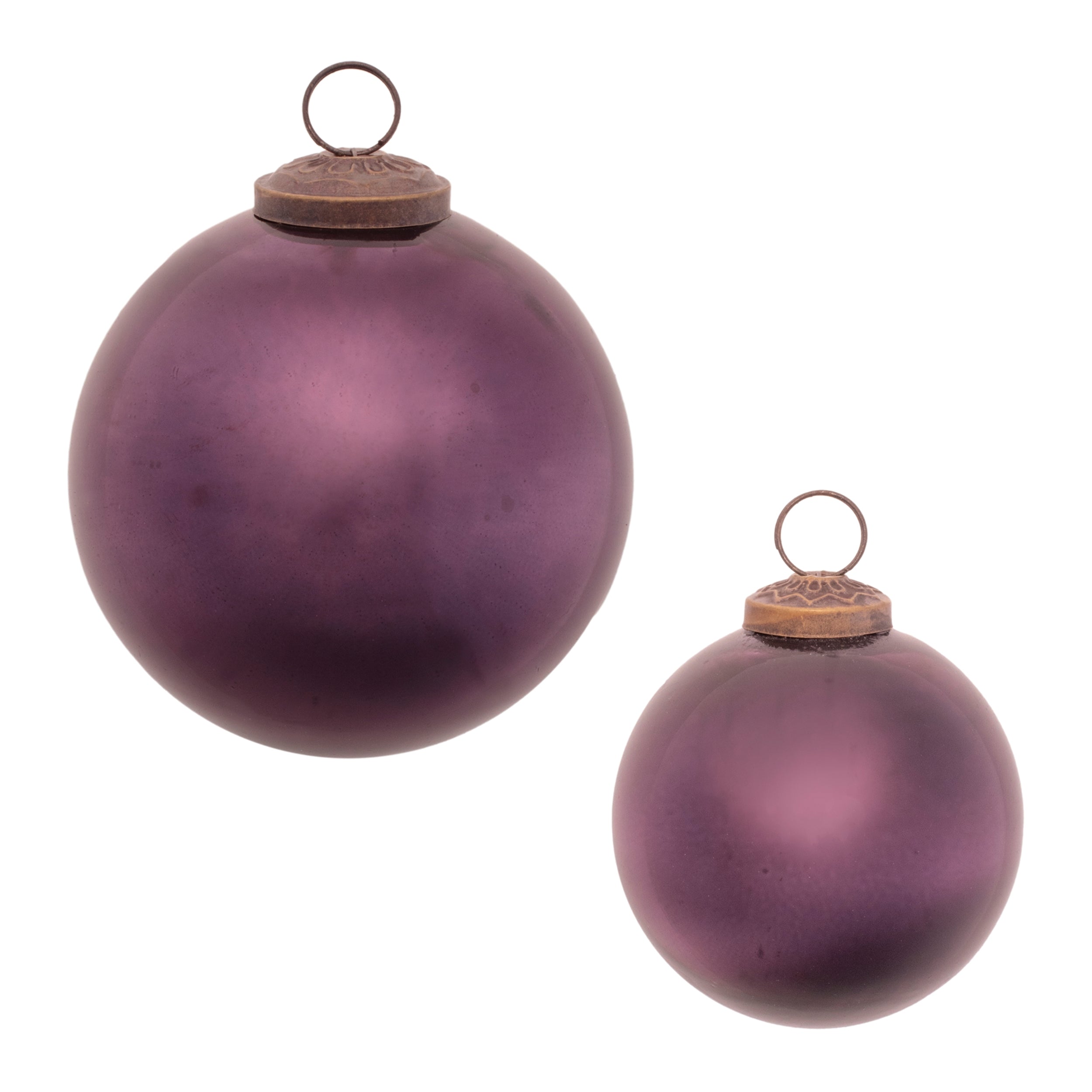 Ball Ornament (Set of 2) 3"D, 4"D Glass
