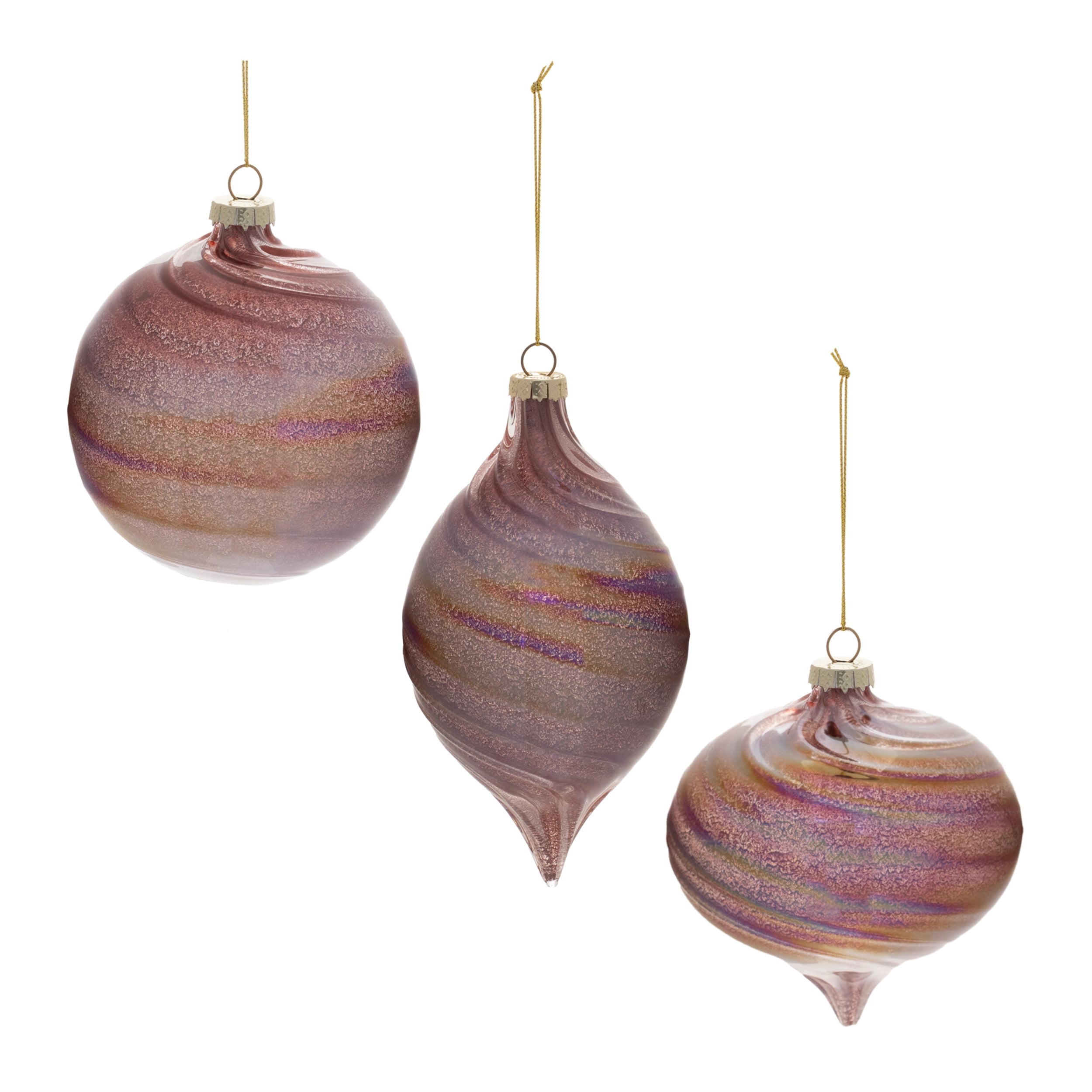 Ornament (3 Asst) 4"H, 4"D, 6"H Glass