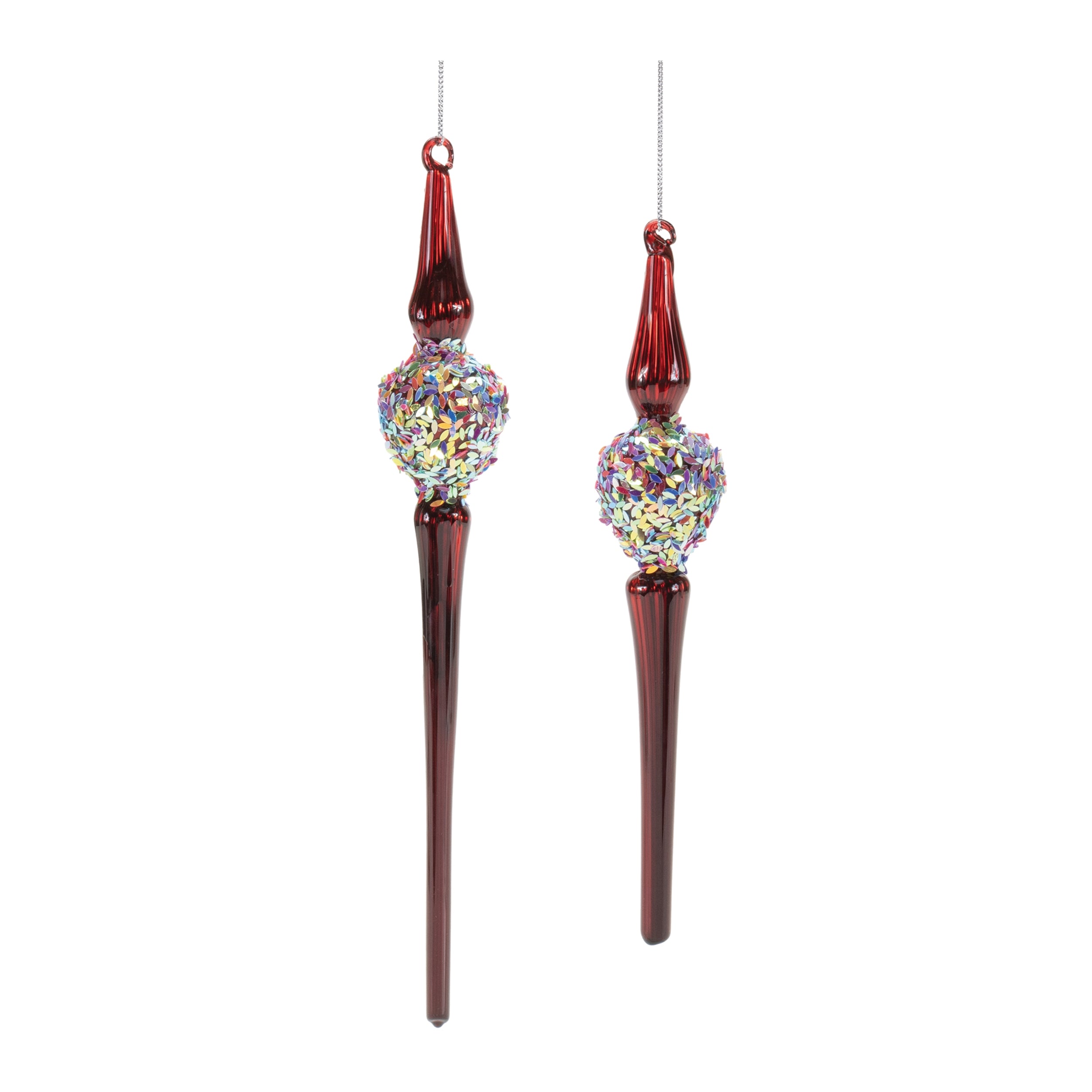 Drop Ornament (Set of 2) 9"H, 11.5"H Glass