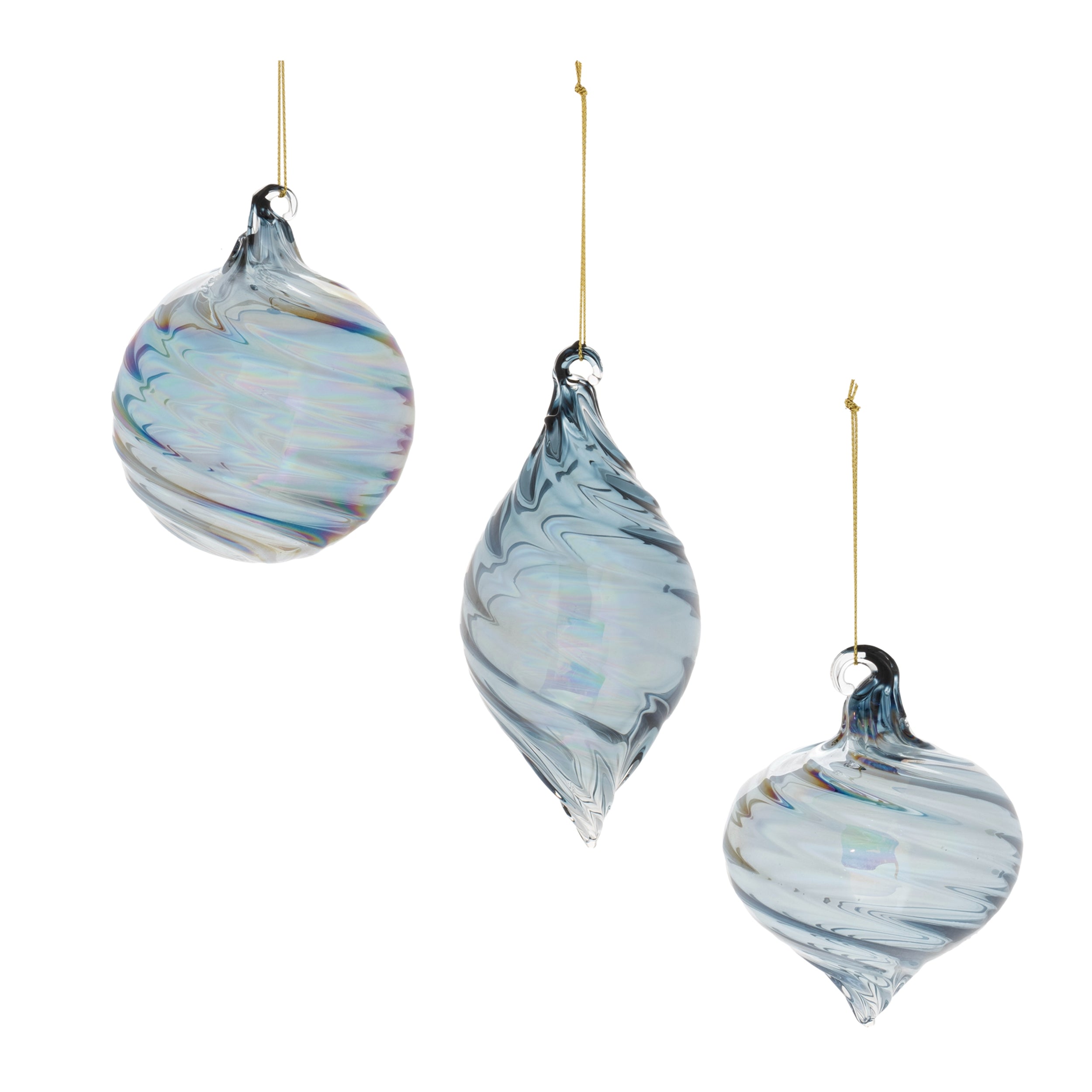 Ornament (3 Asst) 3"D, 4"H, 5"H Glass