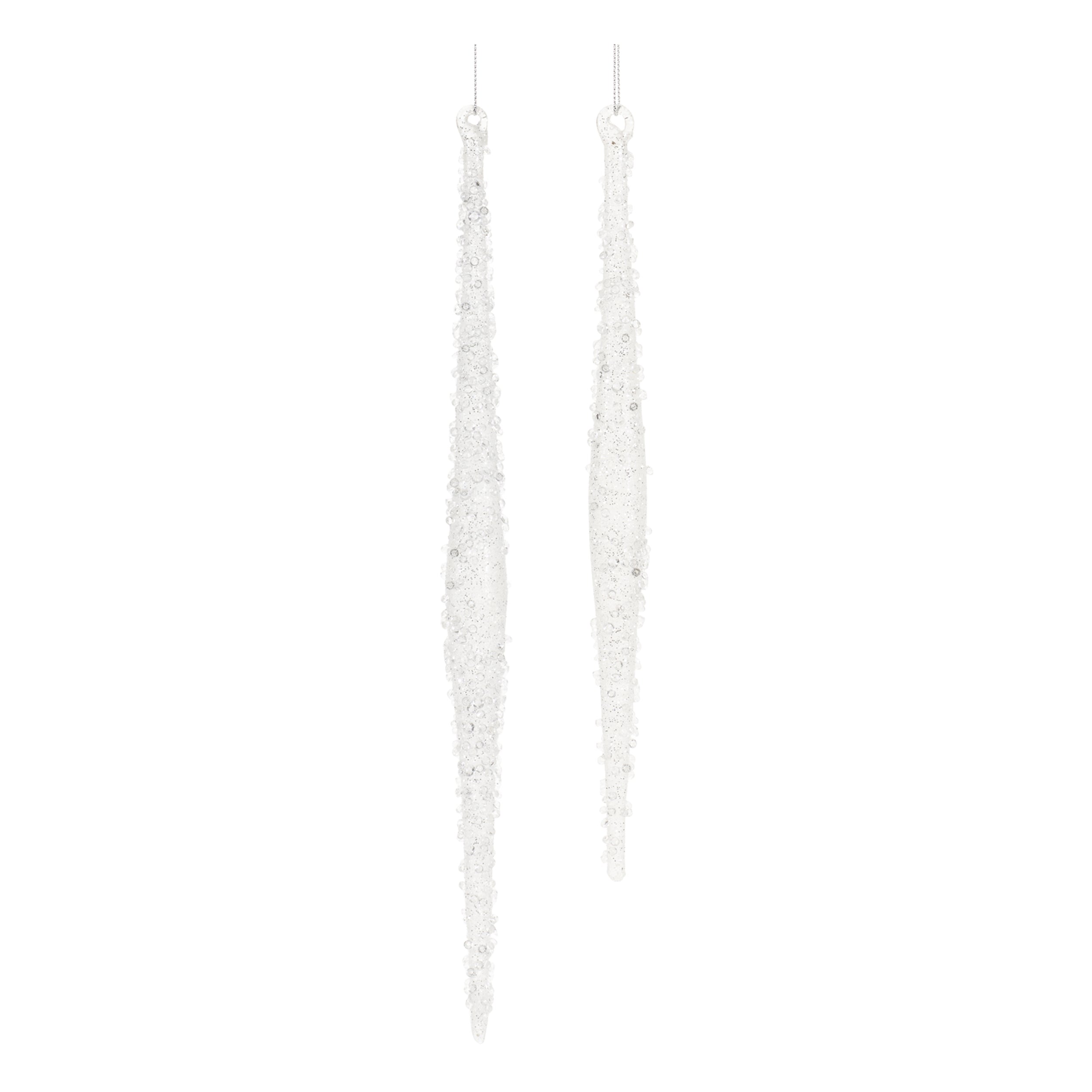 Icicle Ornament (Set of 2) 9.5"H, 11.5"H Glass