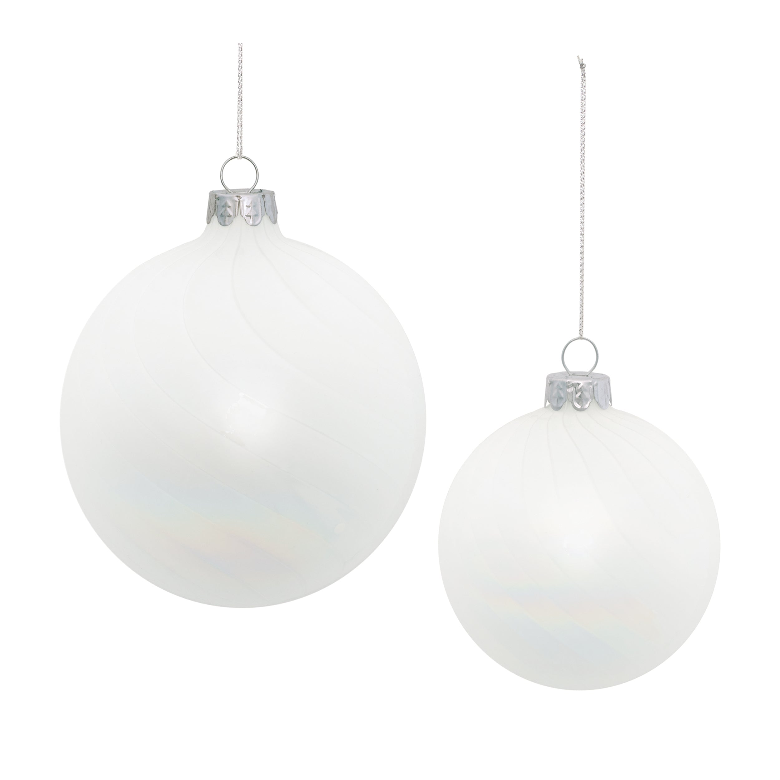 Ball Ornament (Set of 2) 3"D, 4"D Glass