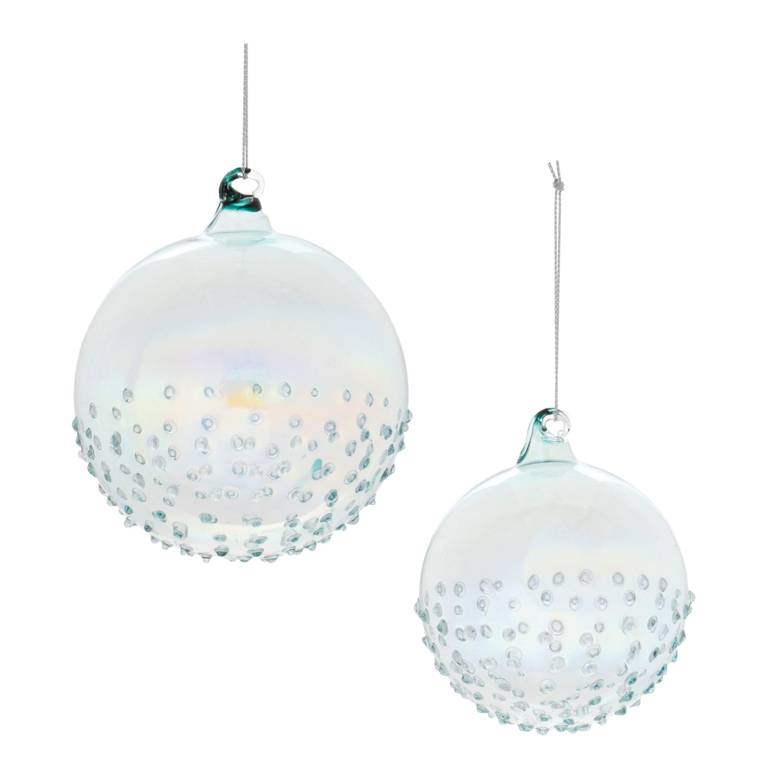 Ball Ornament (Set of 2) 3"D, 4"D Glass