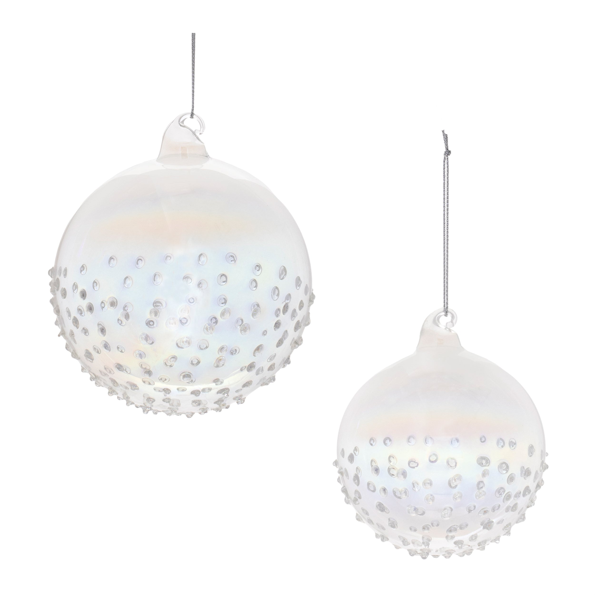 Ball Ornament (Set of 2) 3"D, 4"D Glass