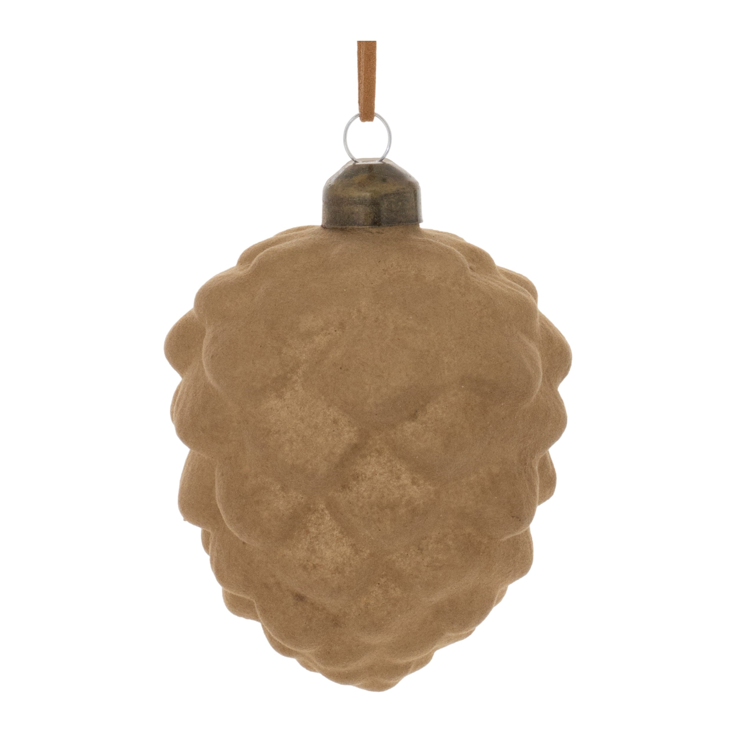 Pine Cone Ball Ornament 3.75”H Glass