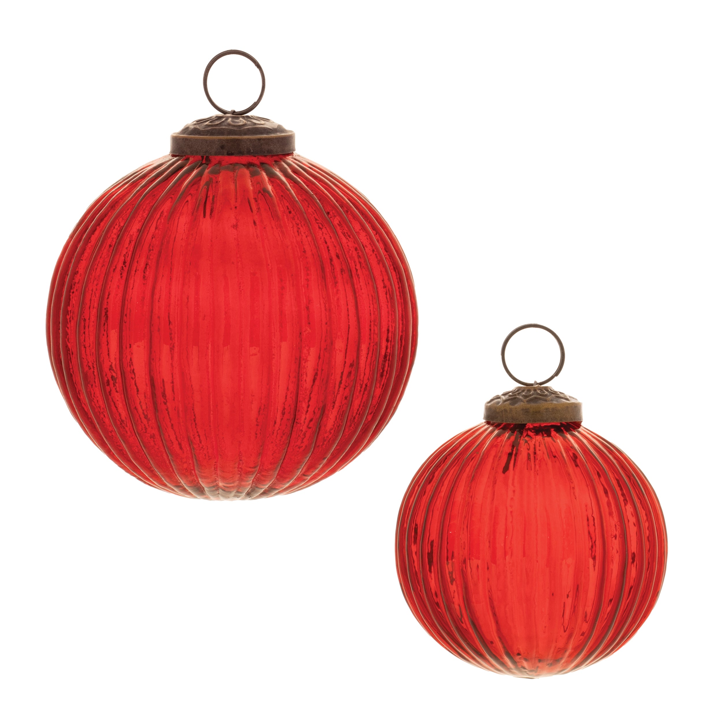 Ball Ornament (Set of 2) 3"D, 4"D Glass