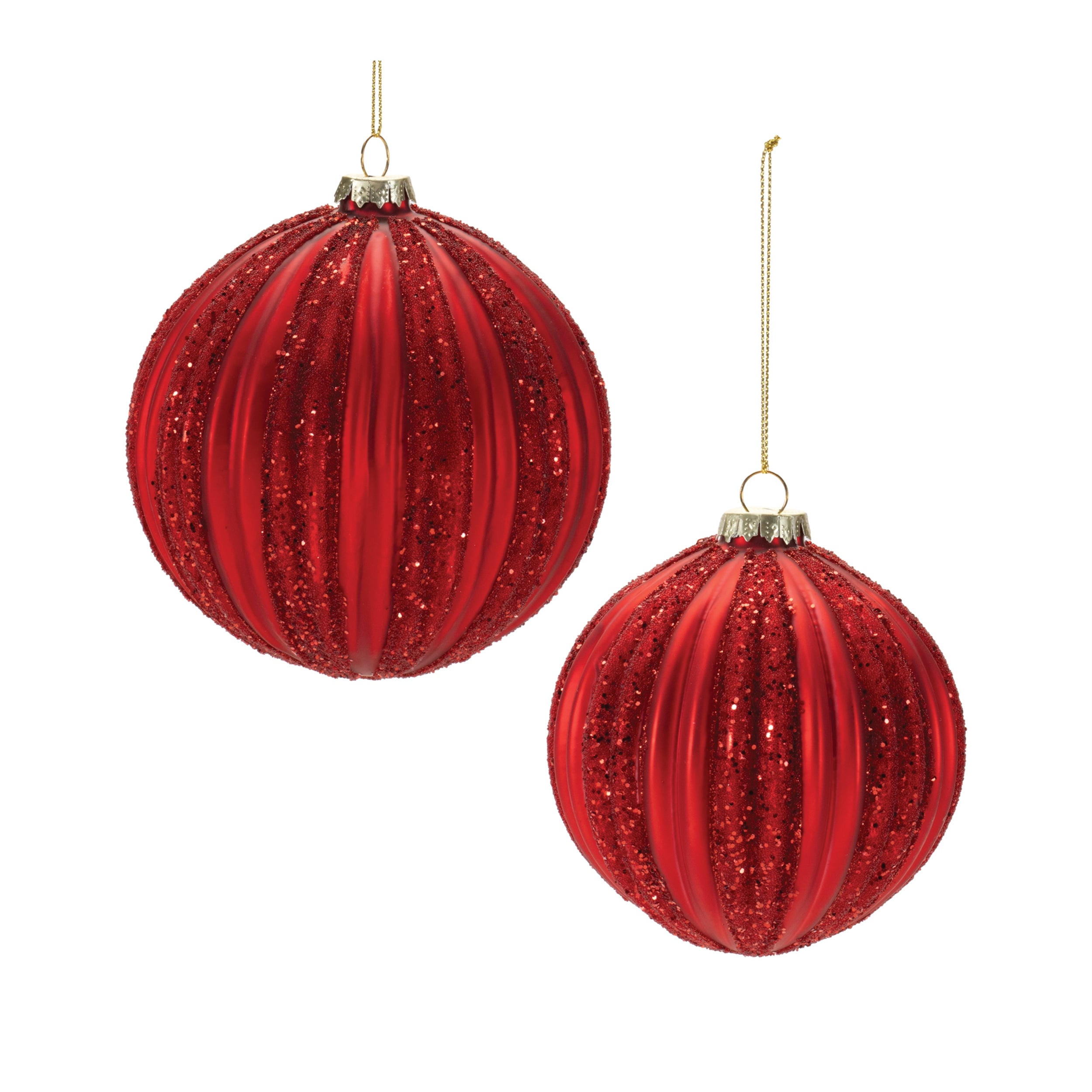Ball Ornament (Set of 2) 4"D, 5"D Glass
