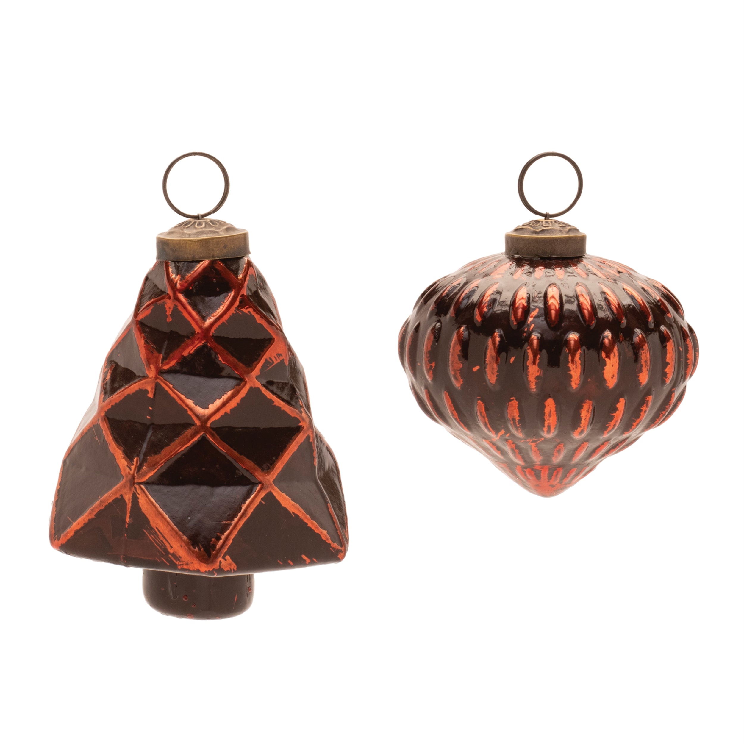 Tree and Onion Ornament (2 Asst) 3"H, 4"H Glass