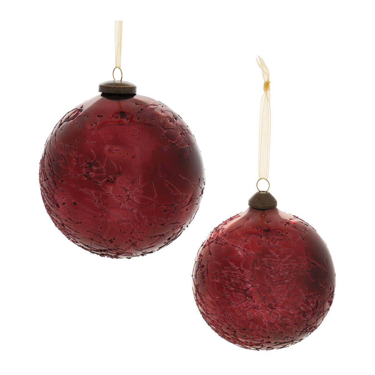 Crackled Glass Ball Ornament (Set of 4)