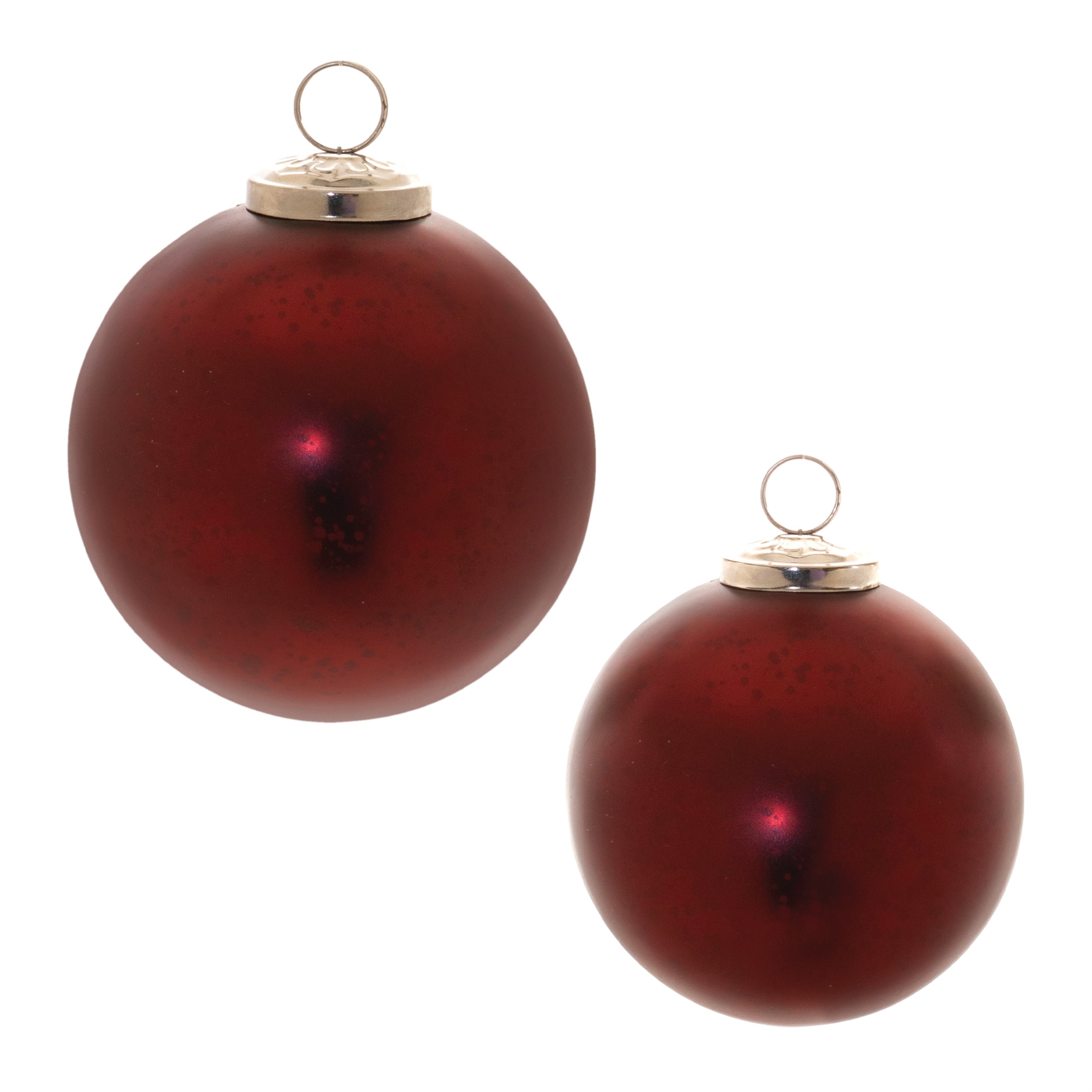 Ball Ornament (Set of 2) 3"D, 4"D Glass