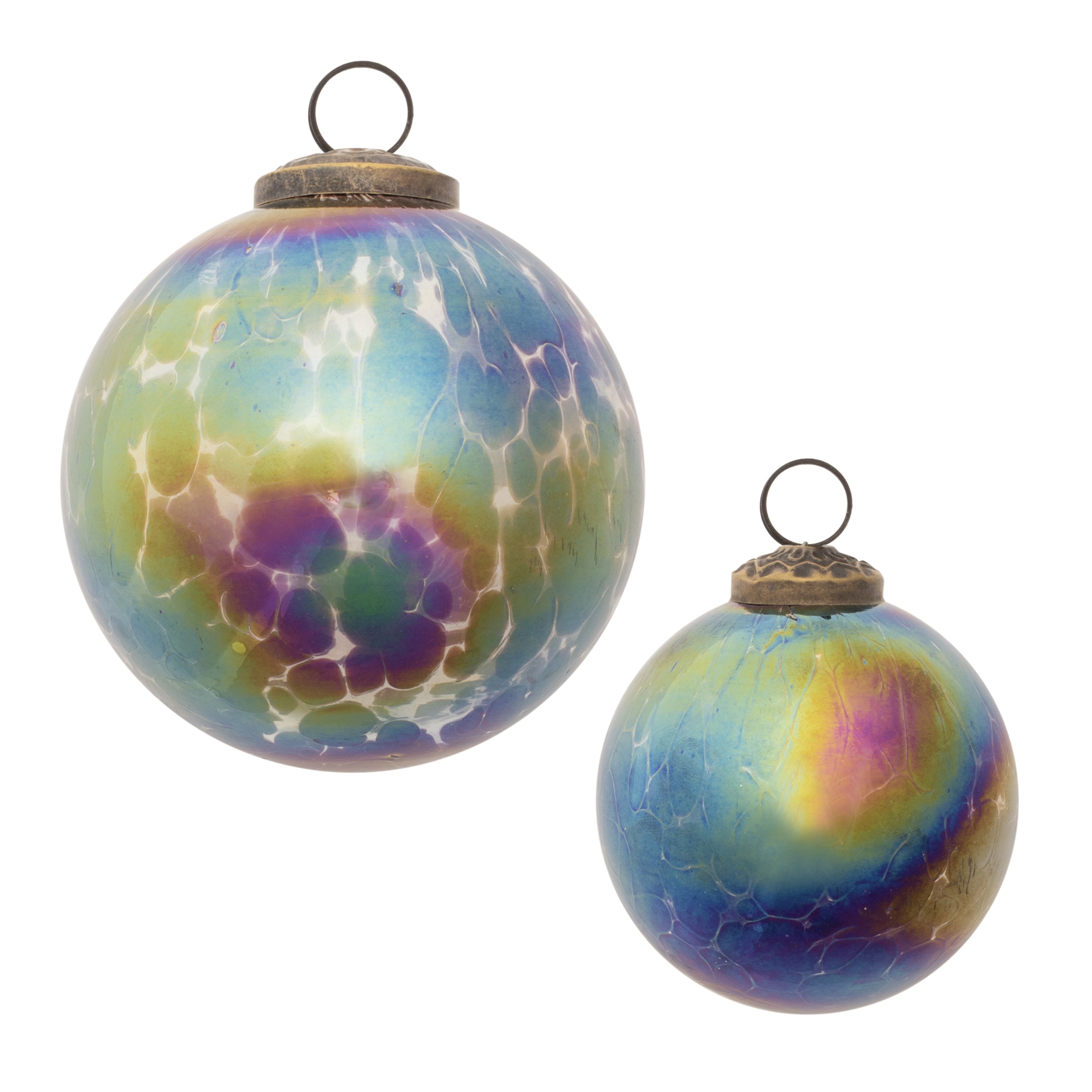 Ball Ornament (Set of 2) 3"D, 4"D Glass