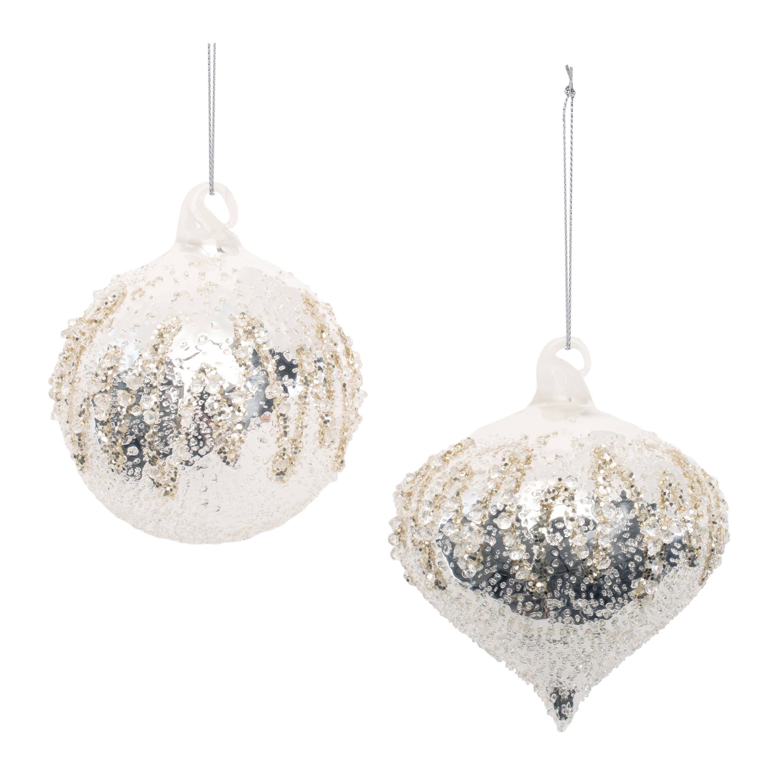 Ornament (2 Asst) 4"D, 4.5"H Glass