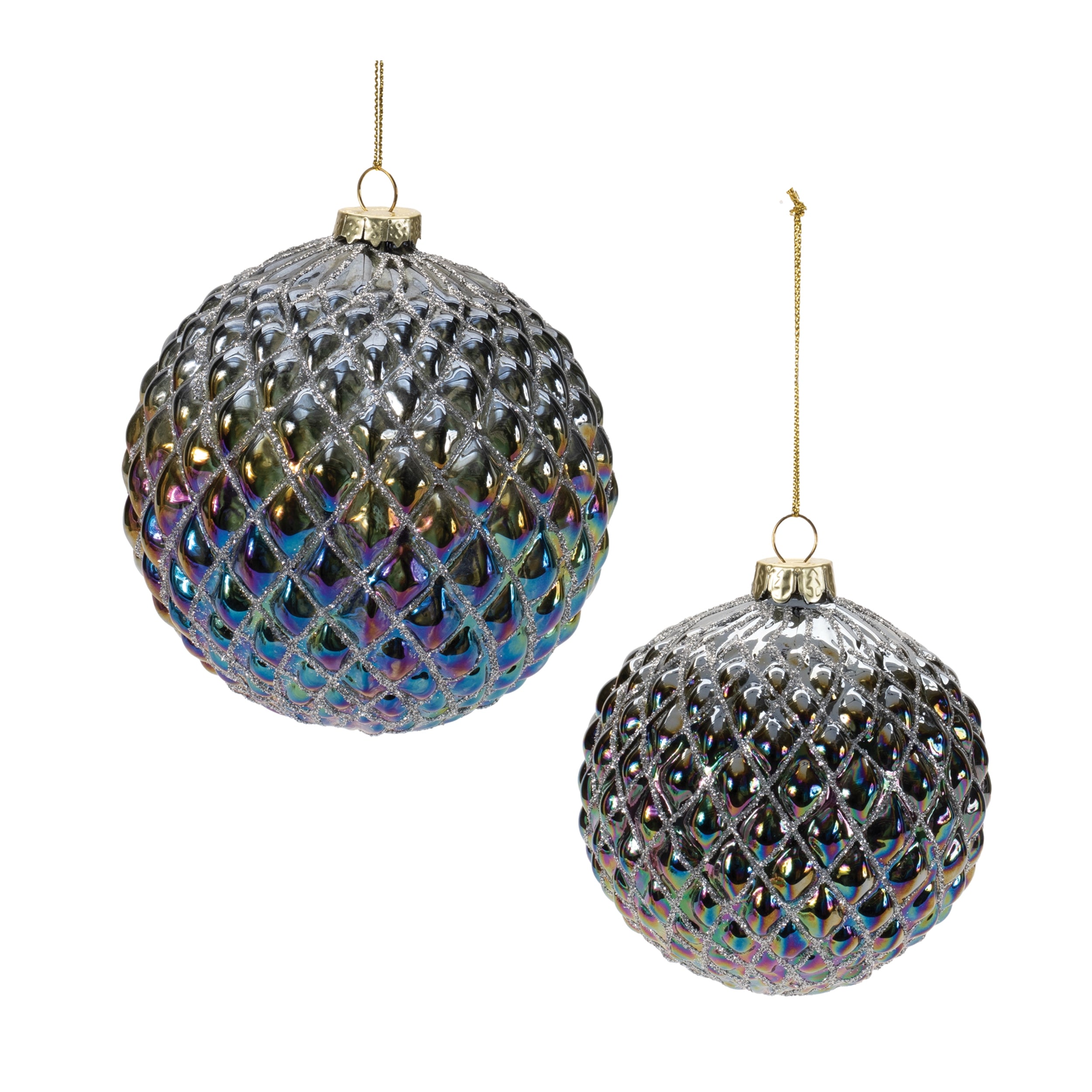 Ball Ornament (Set of 2) 4"D, 5"D Glass