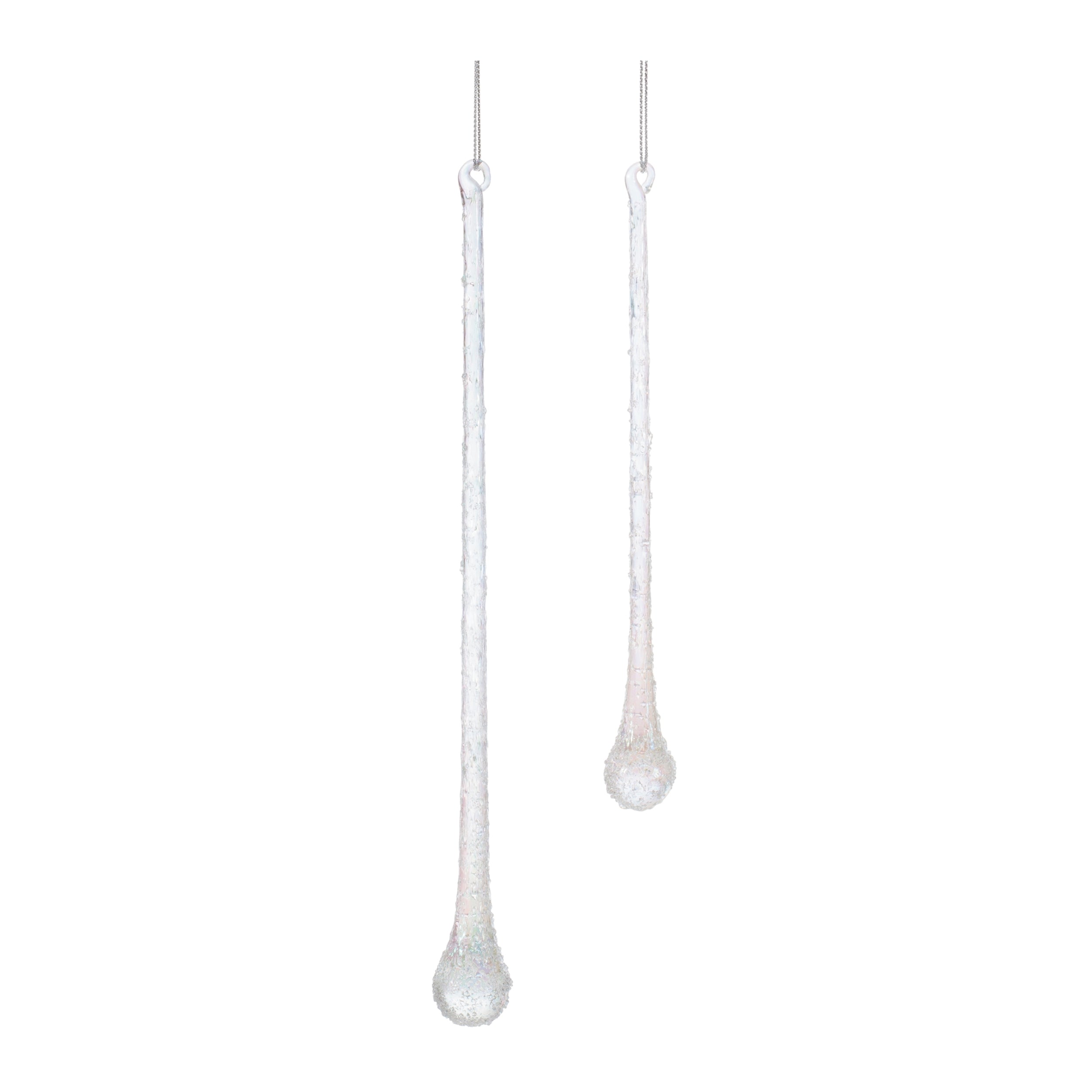 Drop Ornament (Set of 2) 6.5"H, 9"H Glass