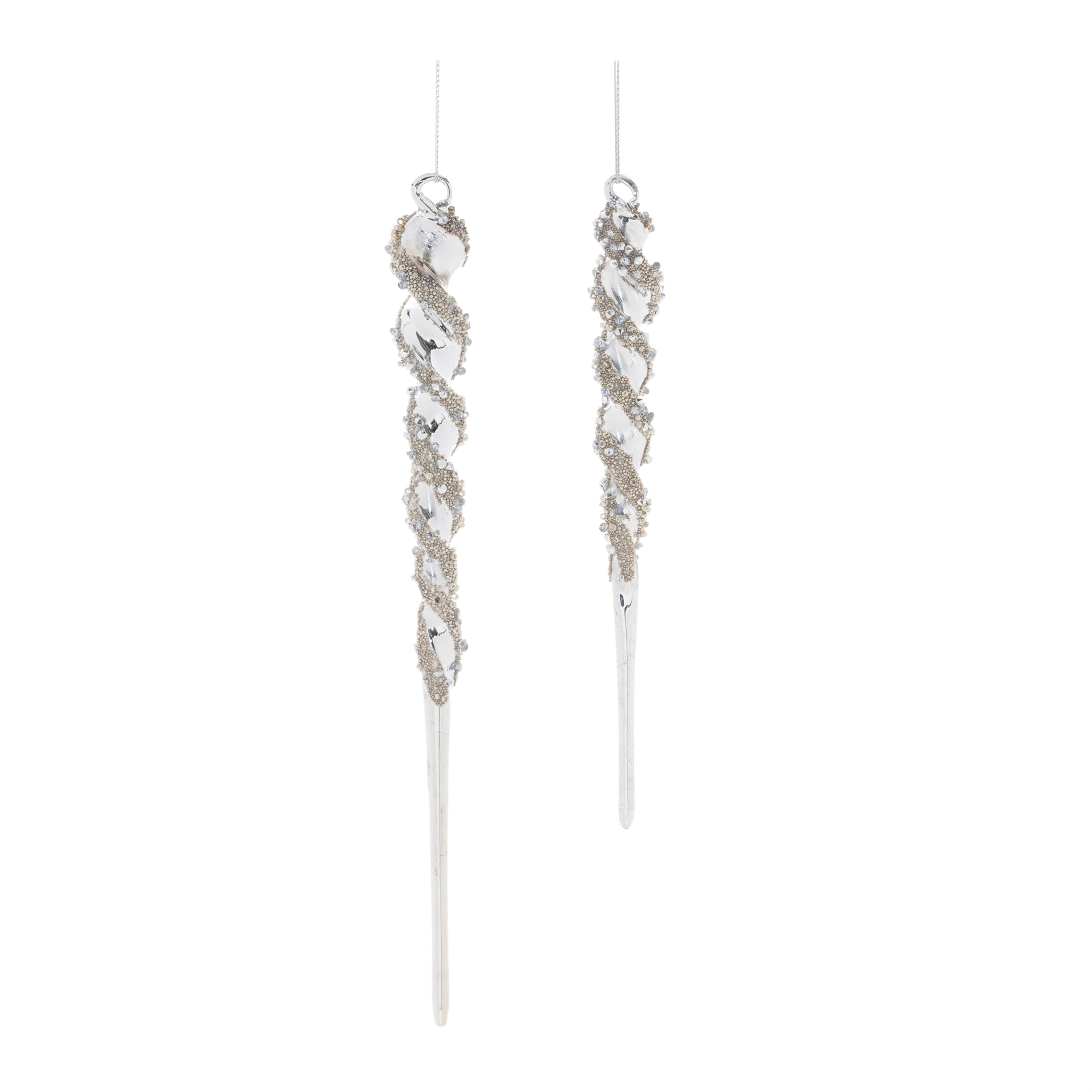 Icicle Ornament (Set of 2) 7.5"H, 10"H Glass
