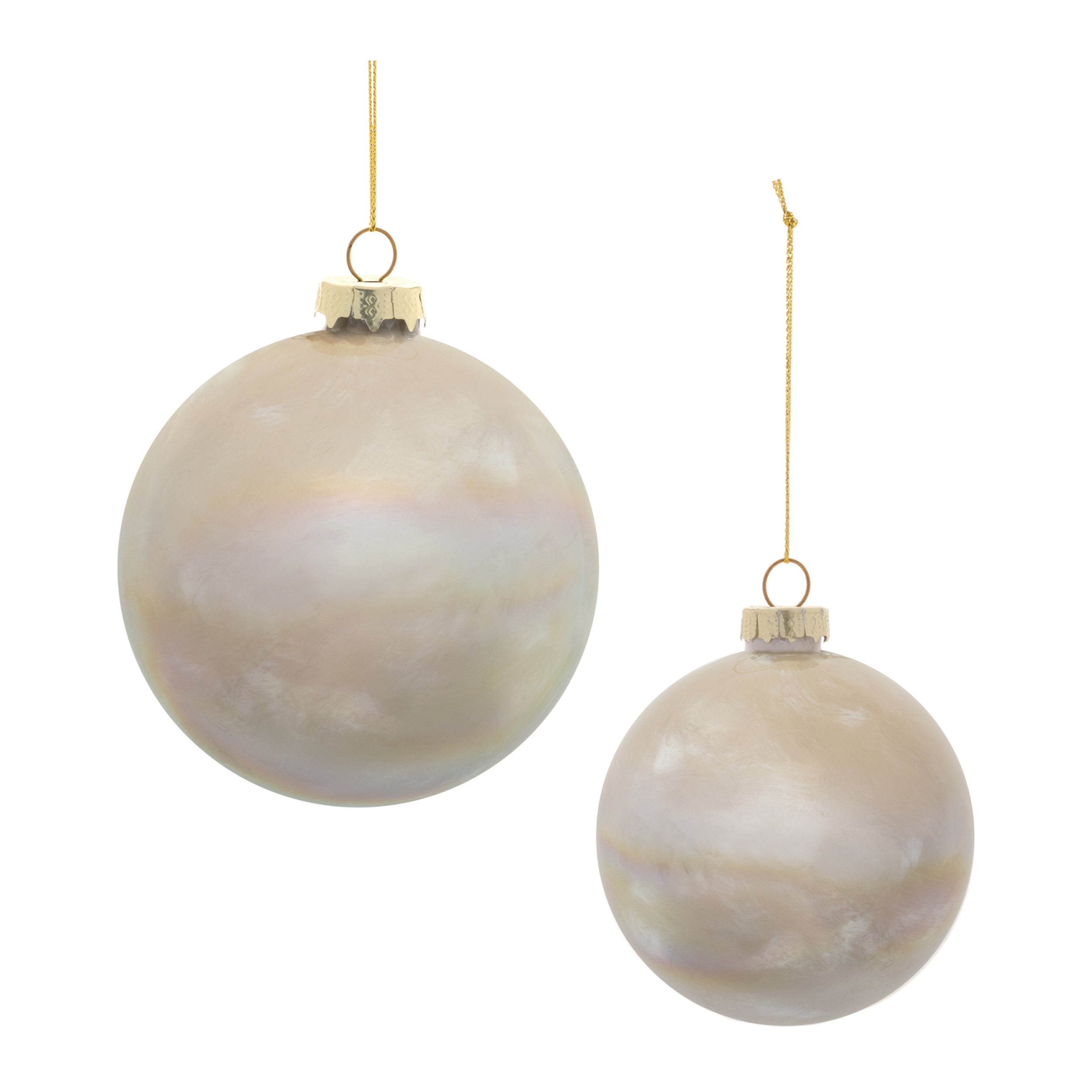 Ball Ornament (Set of 2) 3"D, 4"D Glass