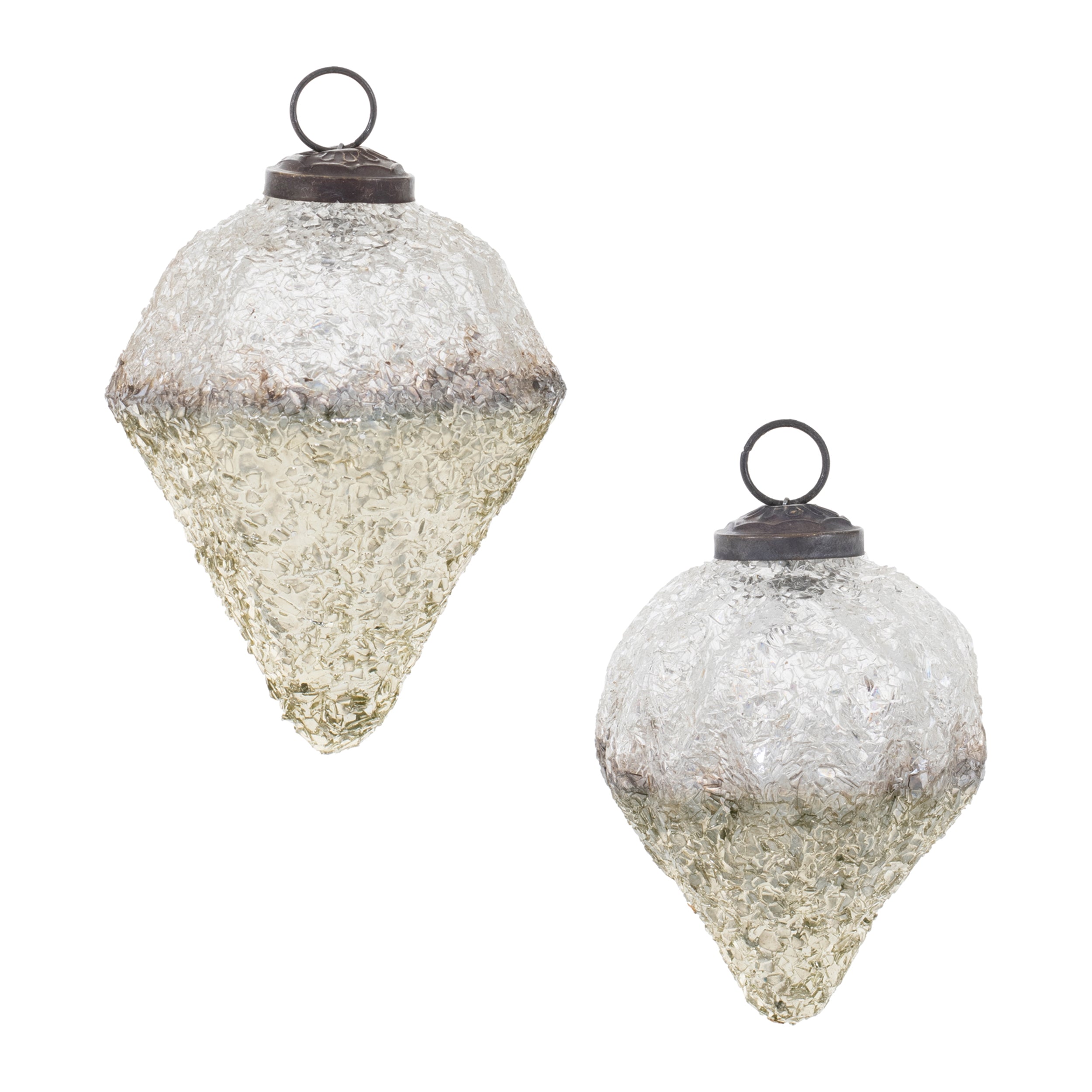 Ornament (Set of 2) 3.5"H, 4"H Glass