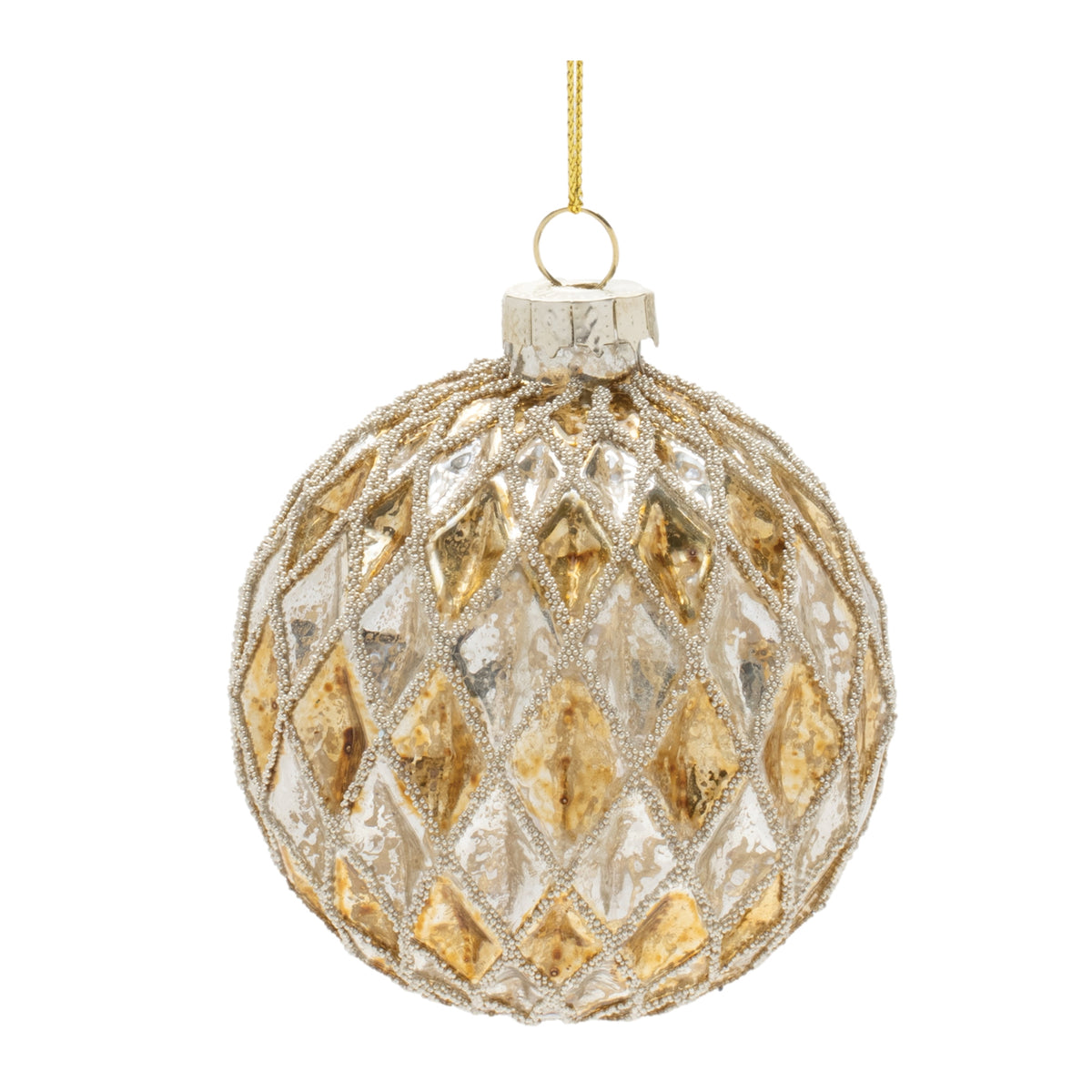 Gold & Silver Diamond Ball Ornaments – Set of 12