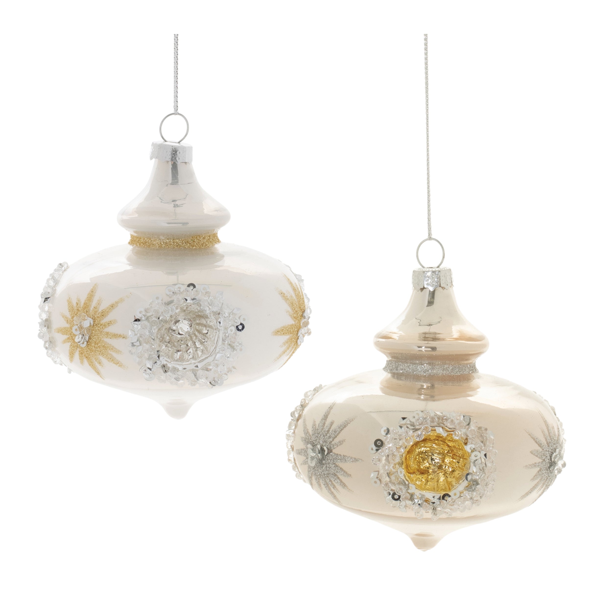 Reflector Ornament (2 Asst) 3.5”H Glass