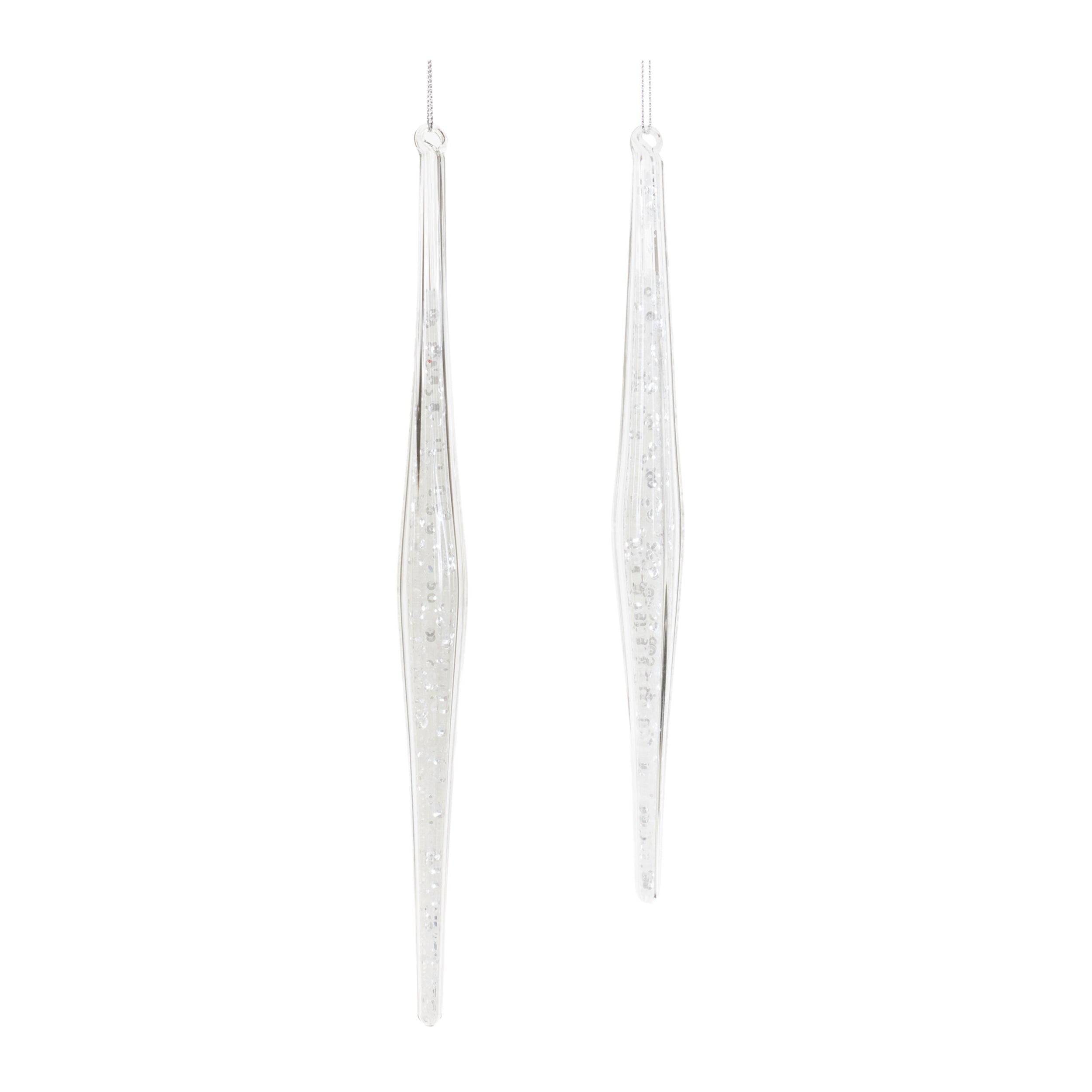 Icicle Ornament (Set of 2) 9.5"H, 11.5"H Glass