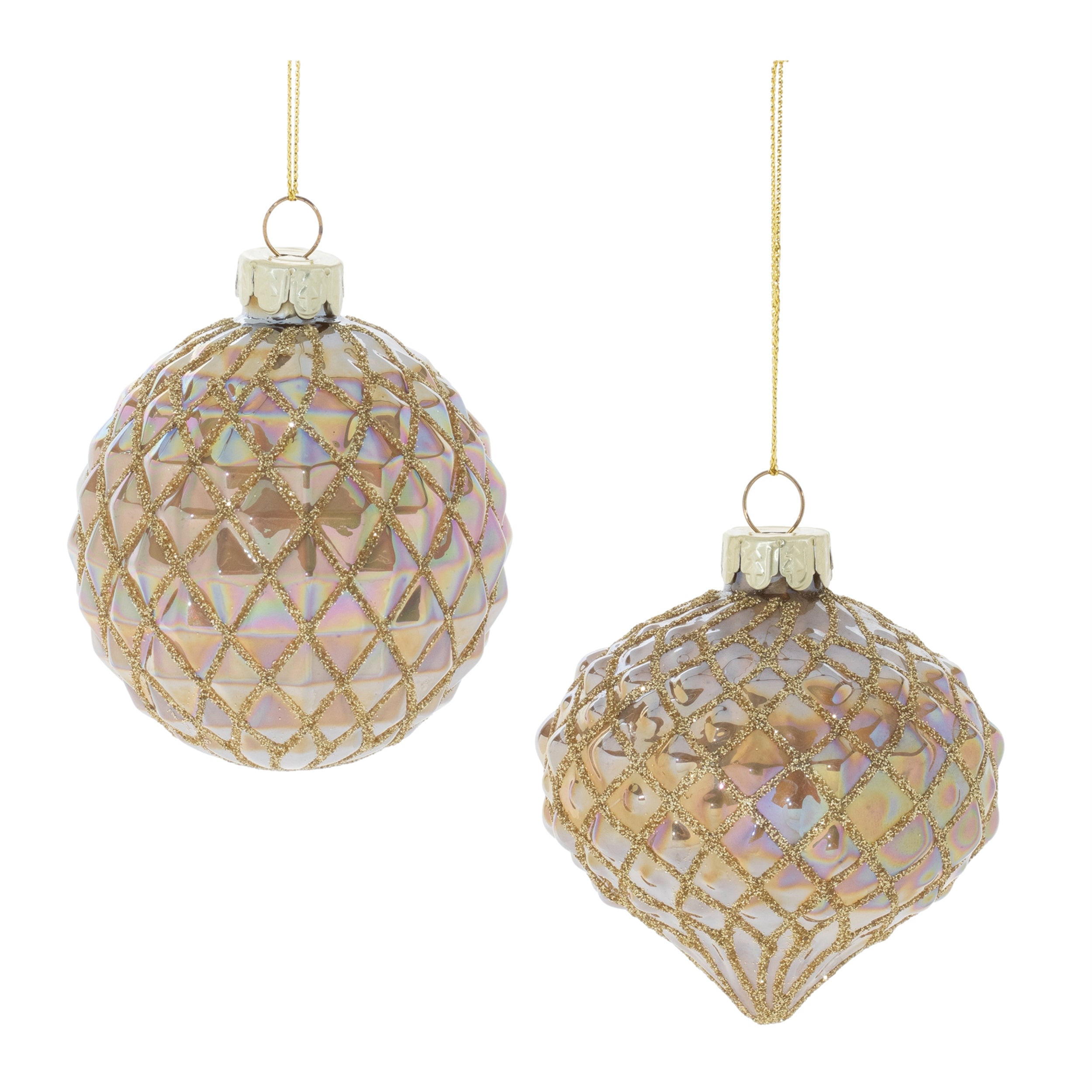 Ornament (2 Asst) 3"D, 3"H Glass