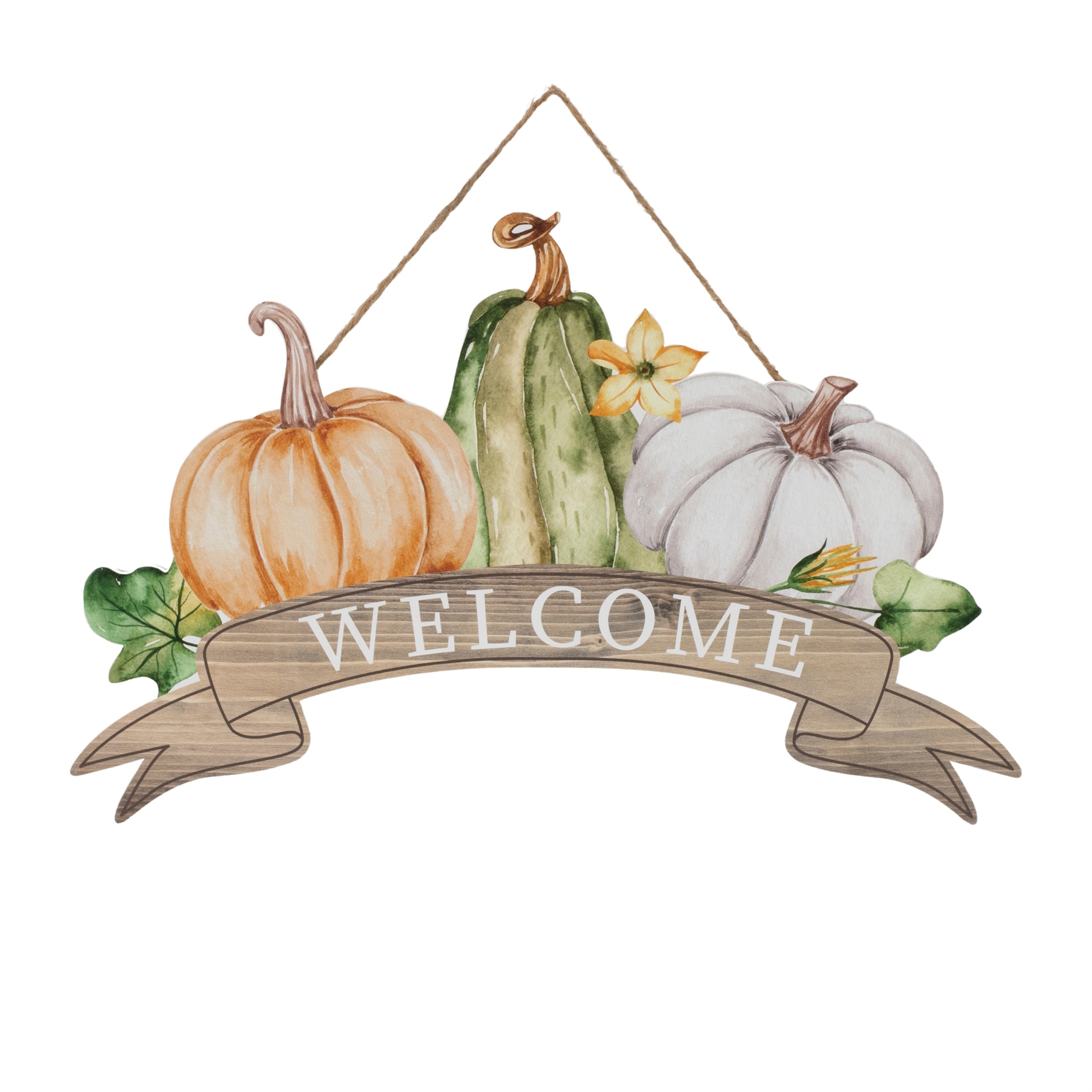 Pumpkin Welcome Sign 17.5"L x 11"H Wood