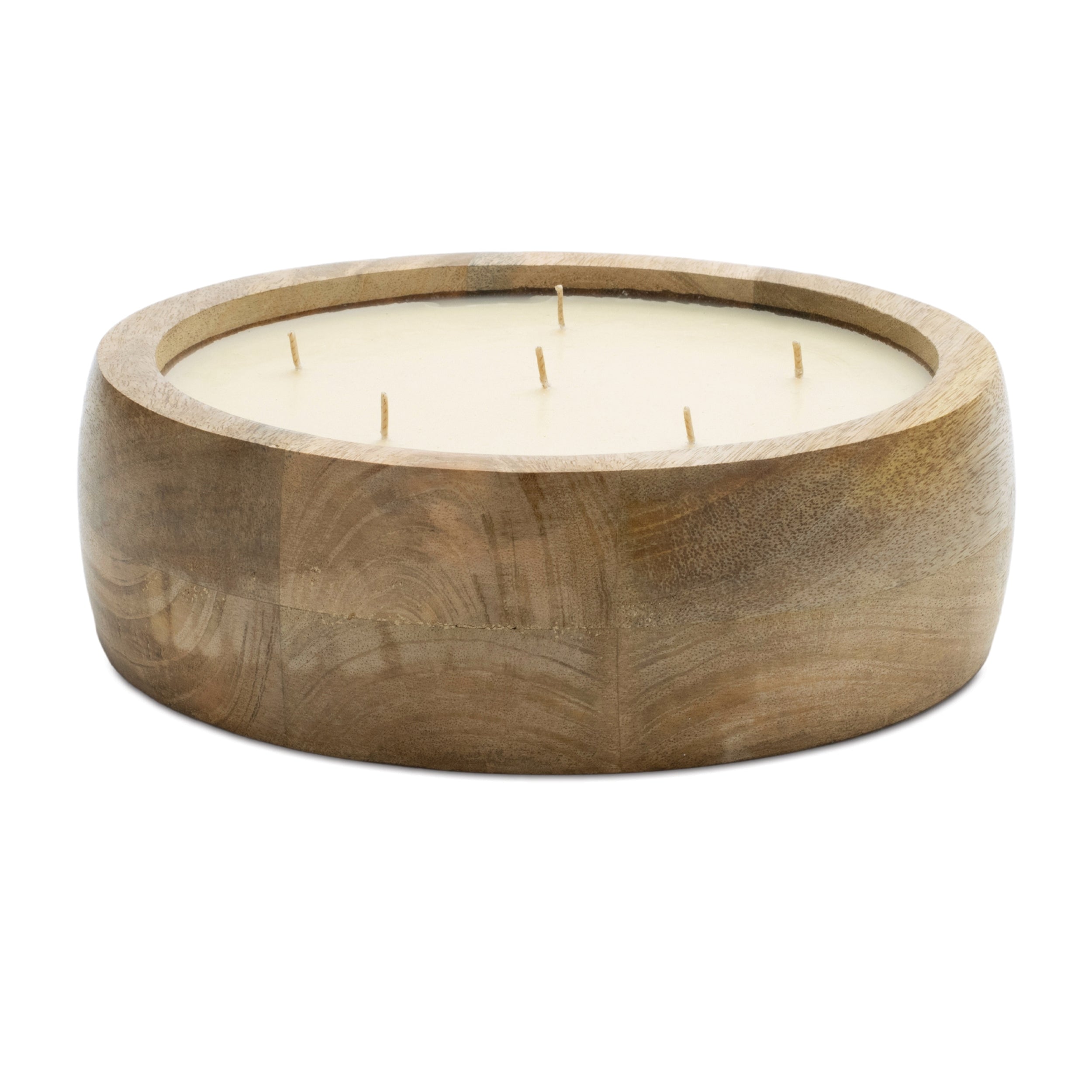 Candle in Wood 8.5"D x 2.75"H Wood/Paraffin/Soy
