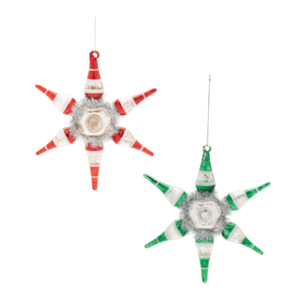 Vintage-Inspired Reflector Snowflake Ornaments – Set of 4
