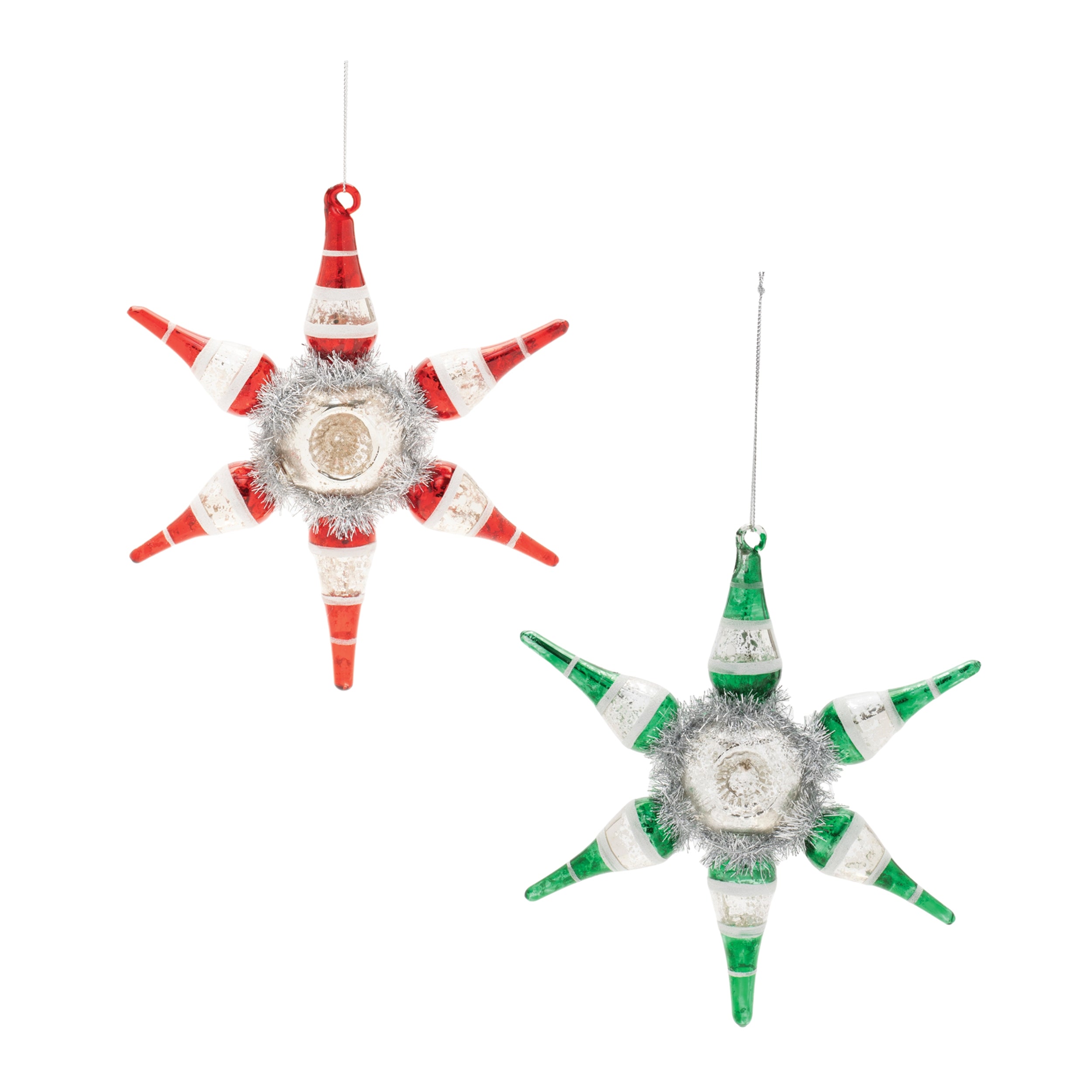 Reflector Snowflake Ornament (2 Asst) 8”H Glass