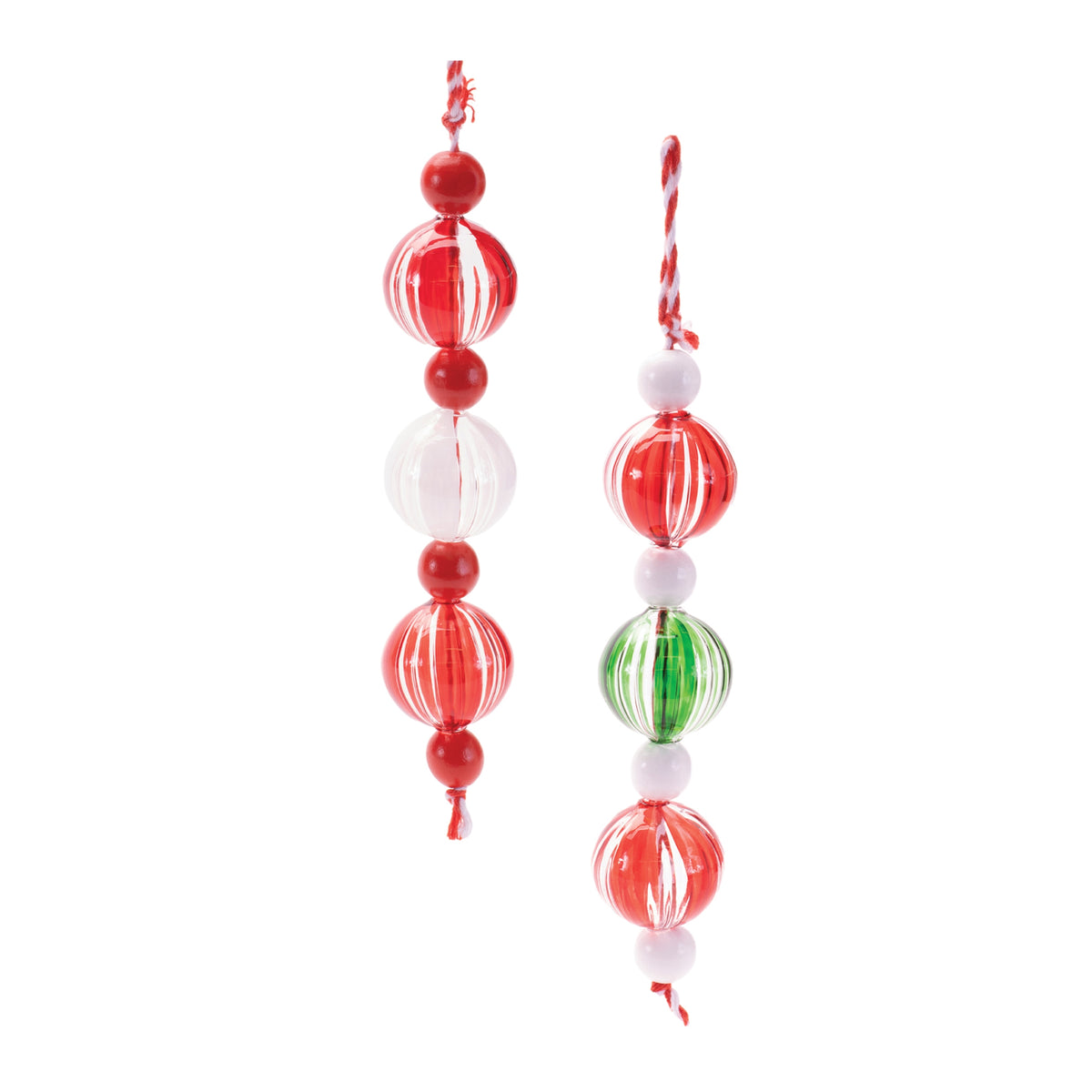 Striped Glass Mini Drop Ornaments – Set of 6