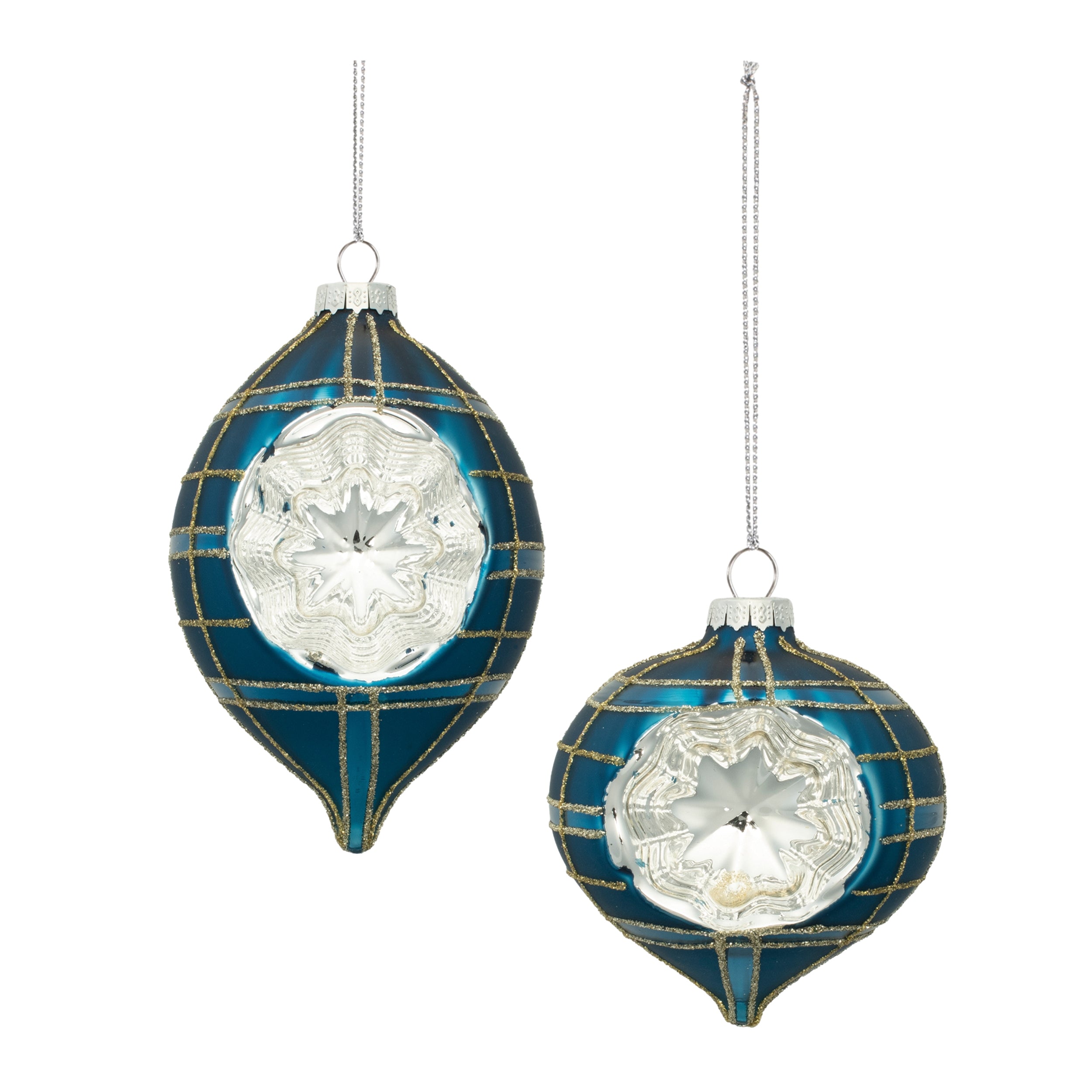 Reflector Ornament (2 Asst) 3.25"H, 4"H Glass