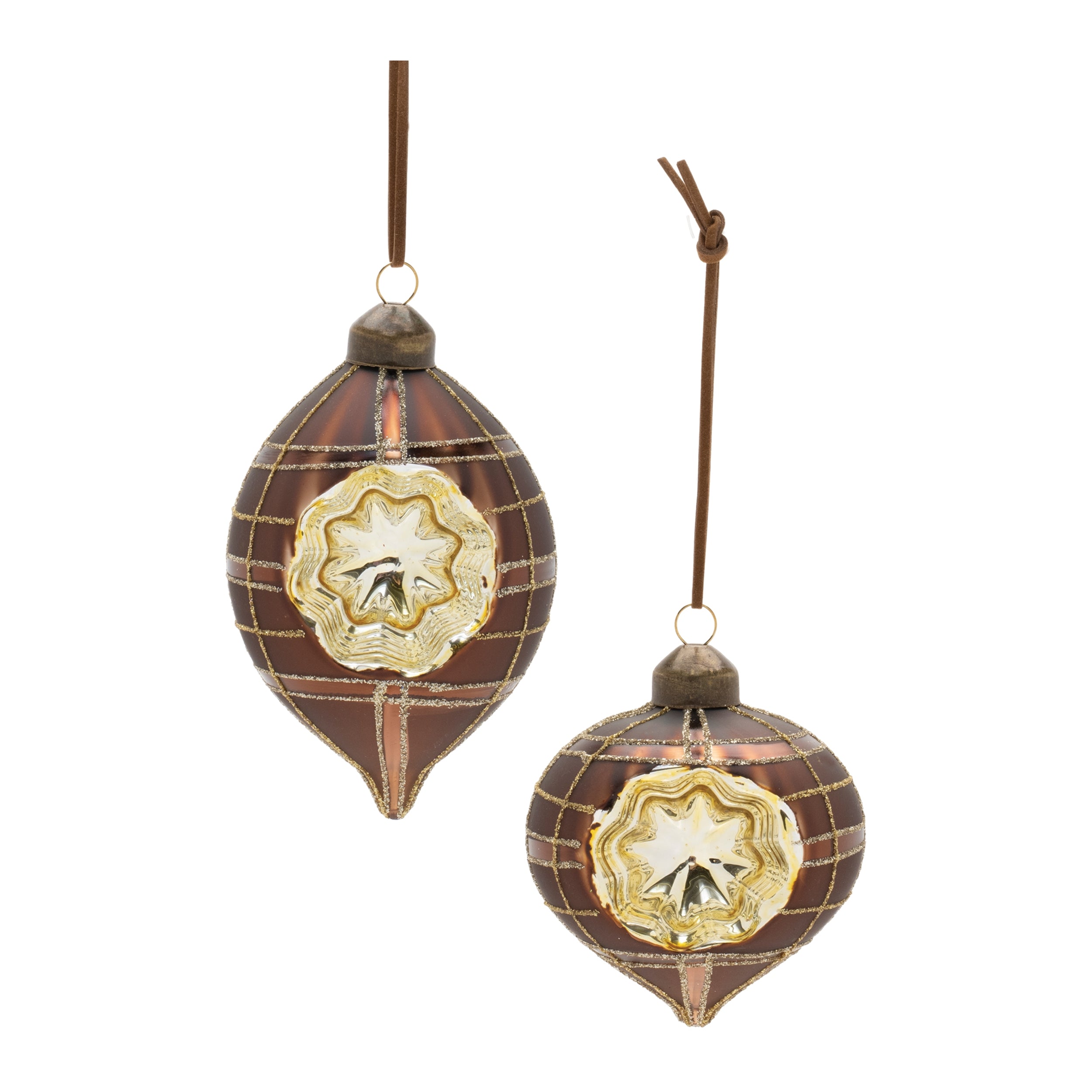 Reflector Ornament (2 Asst) 3.25"H, 4"H Glass