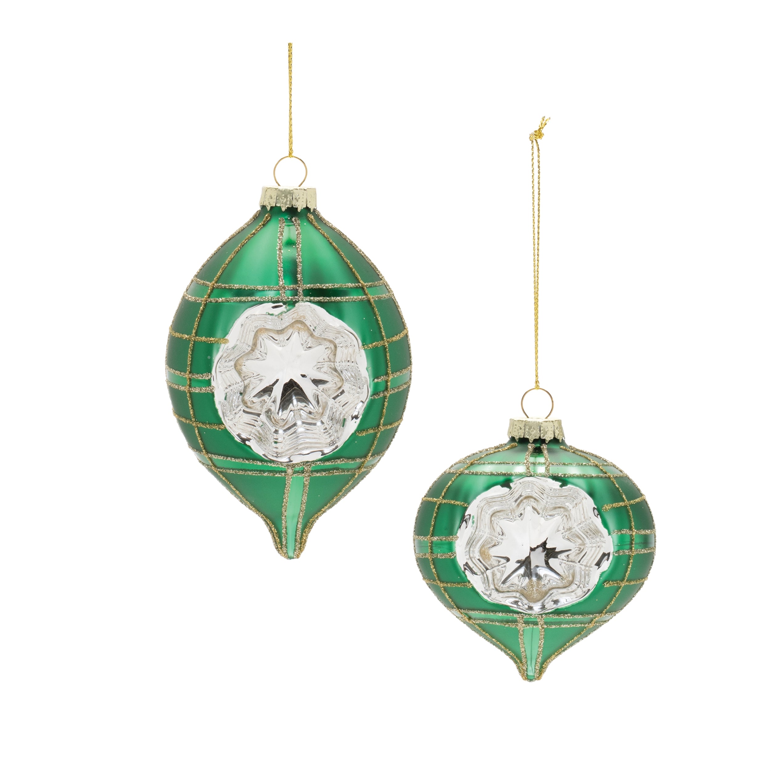 Reflector Ornament (2 Asst) 3.25"H, 4"H Glass