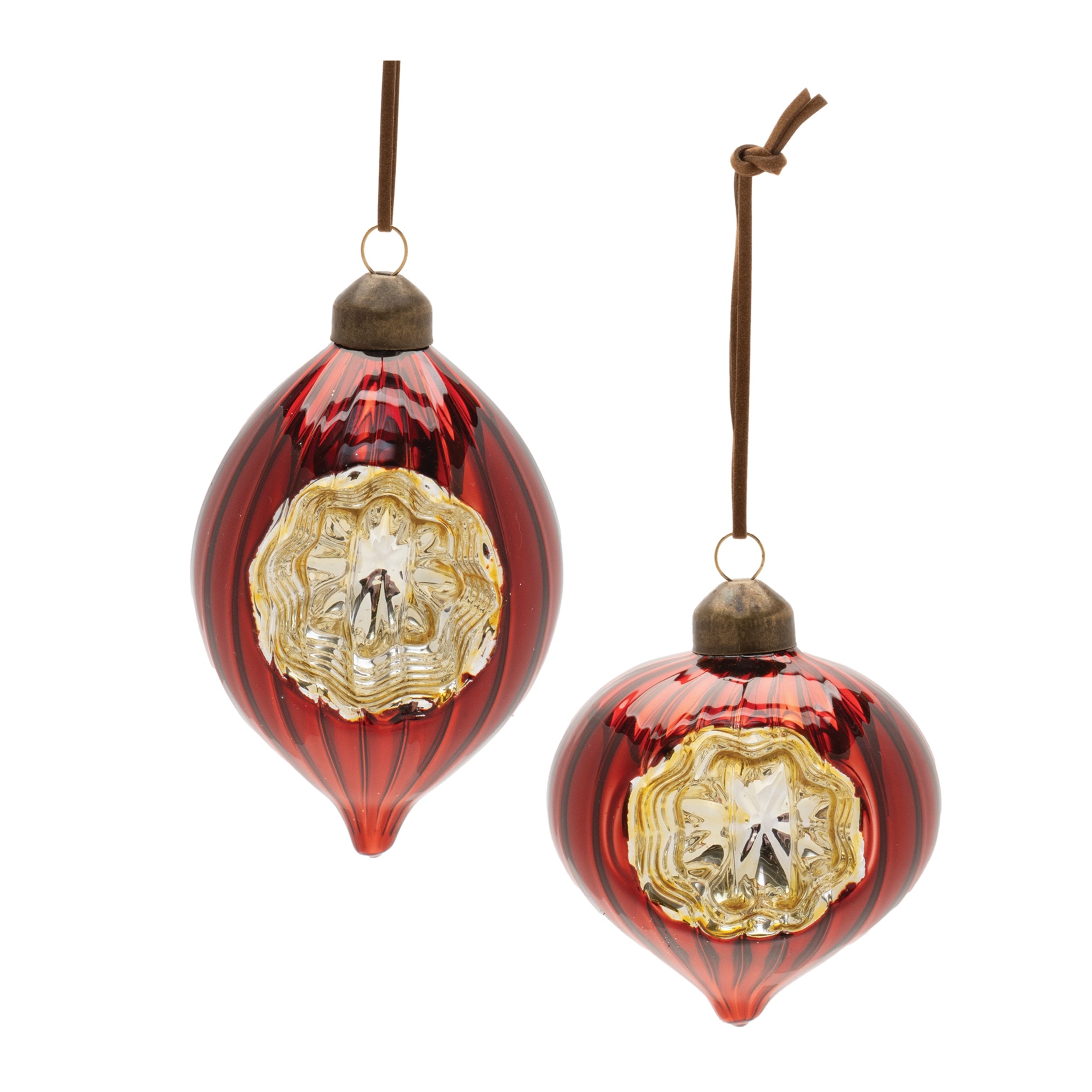 Reflector Ornament (2 Asst) 3.25"H, 4.25"H Glass