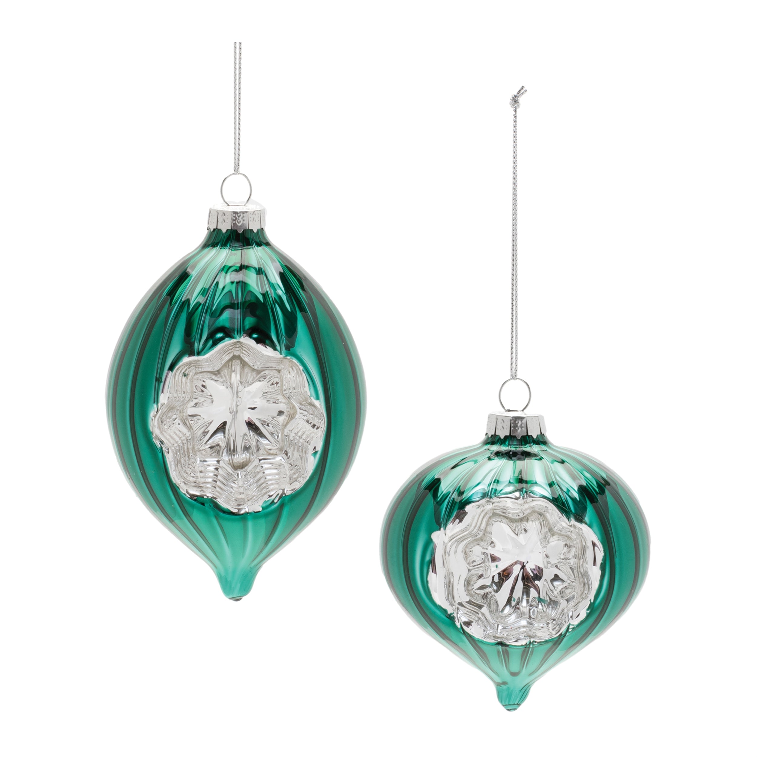 Reflector Ornament (2 Asst) 3.25"H, 4.25"H Glass