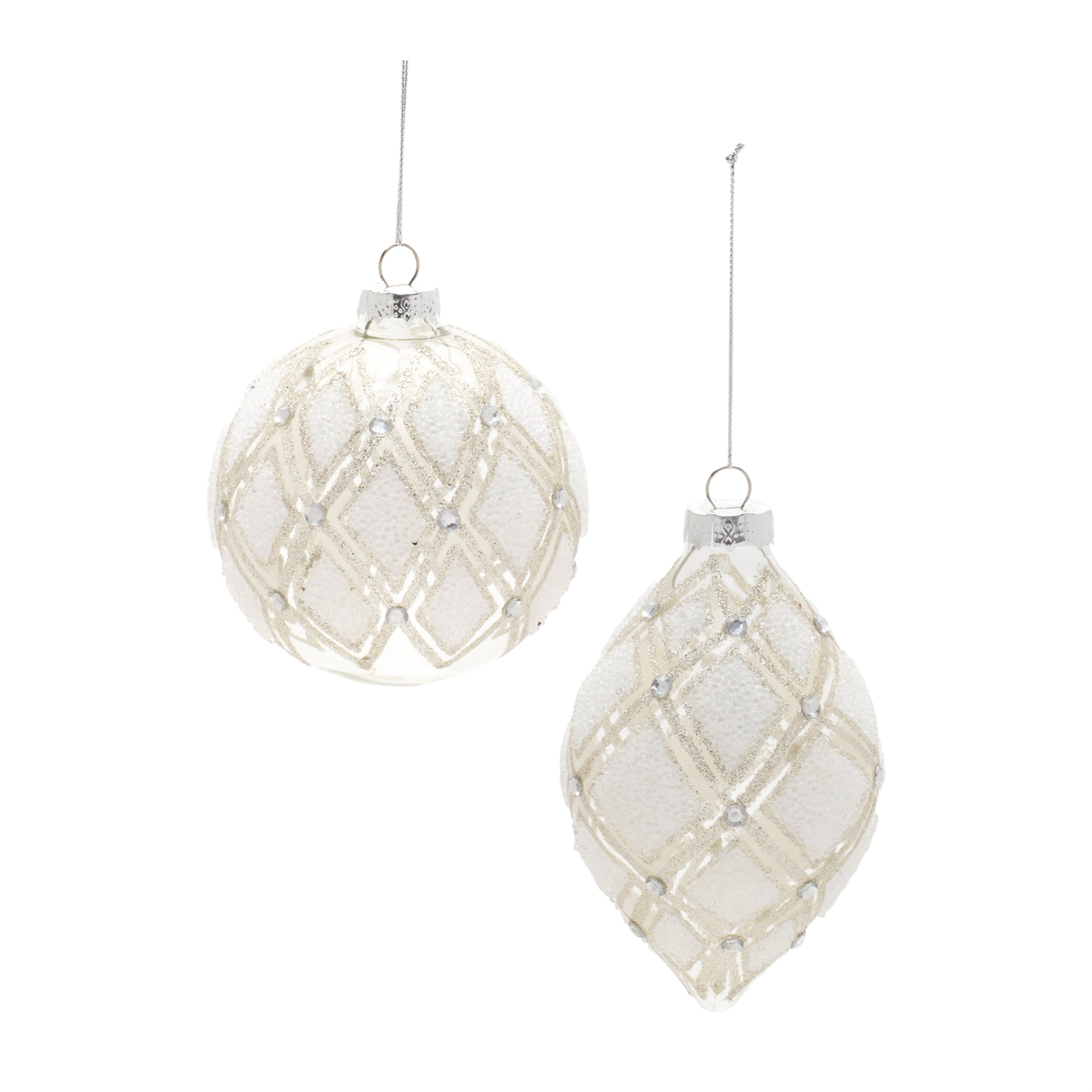 Ornament (2 Asst) 4"D, 5.5"H Glass