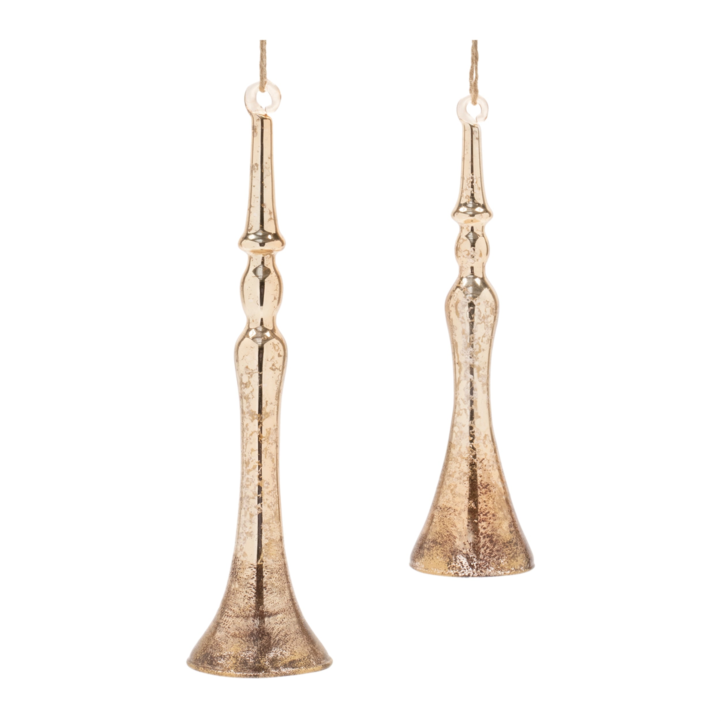 Horn Ornament (Set of 2) 8"H, 10"H Glass