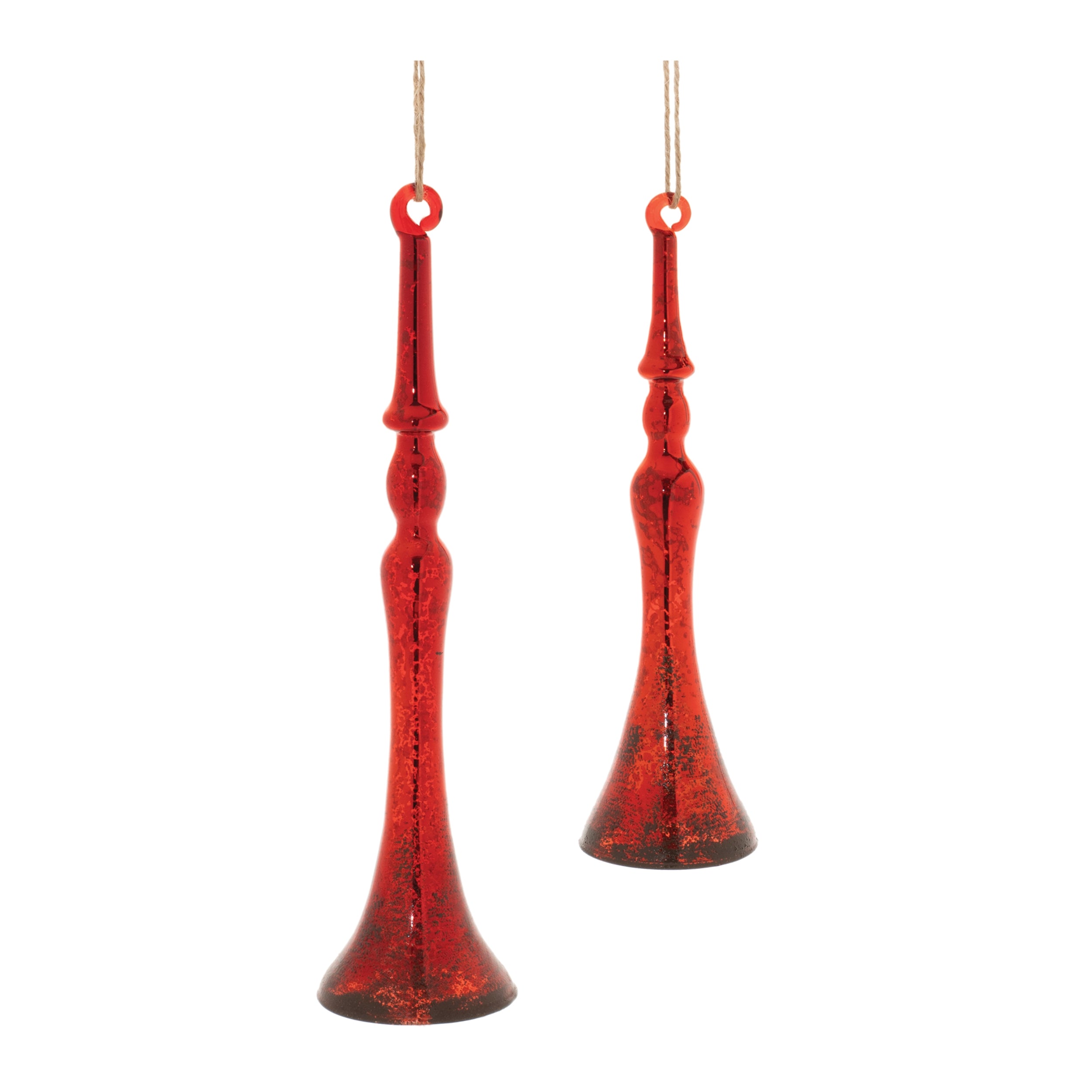 Horn Ornament (Set of 2) 8"H, 10"H Glass