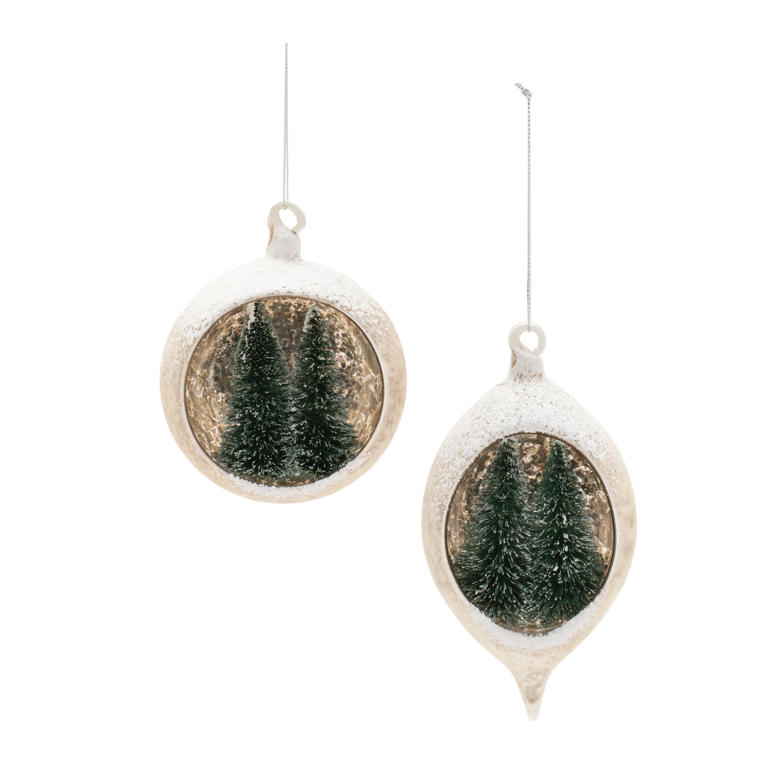 Ornament (2 Asst) 4.5"H, 5.5"H Glass