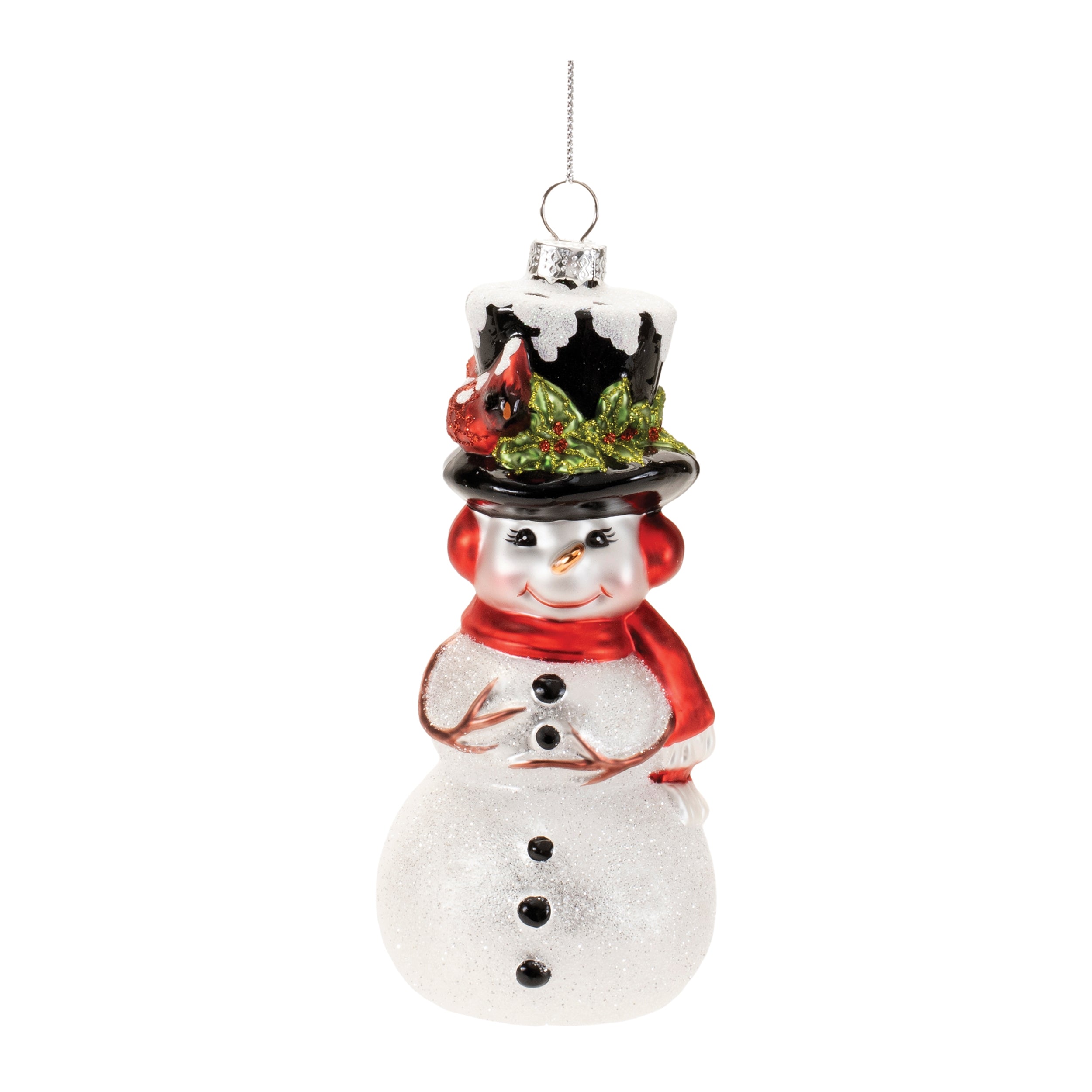 Snowman Ornament 6.5”H Glass