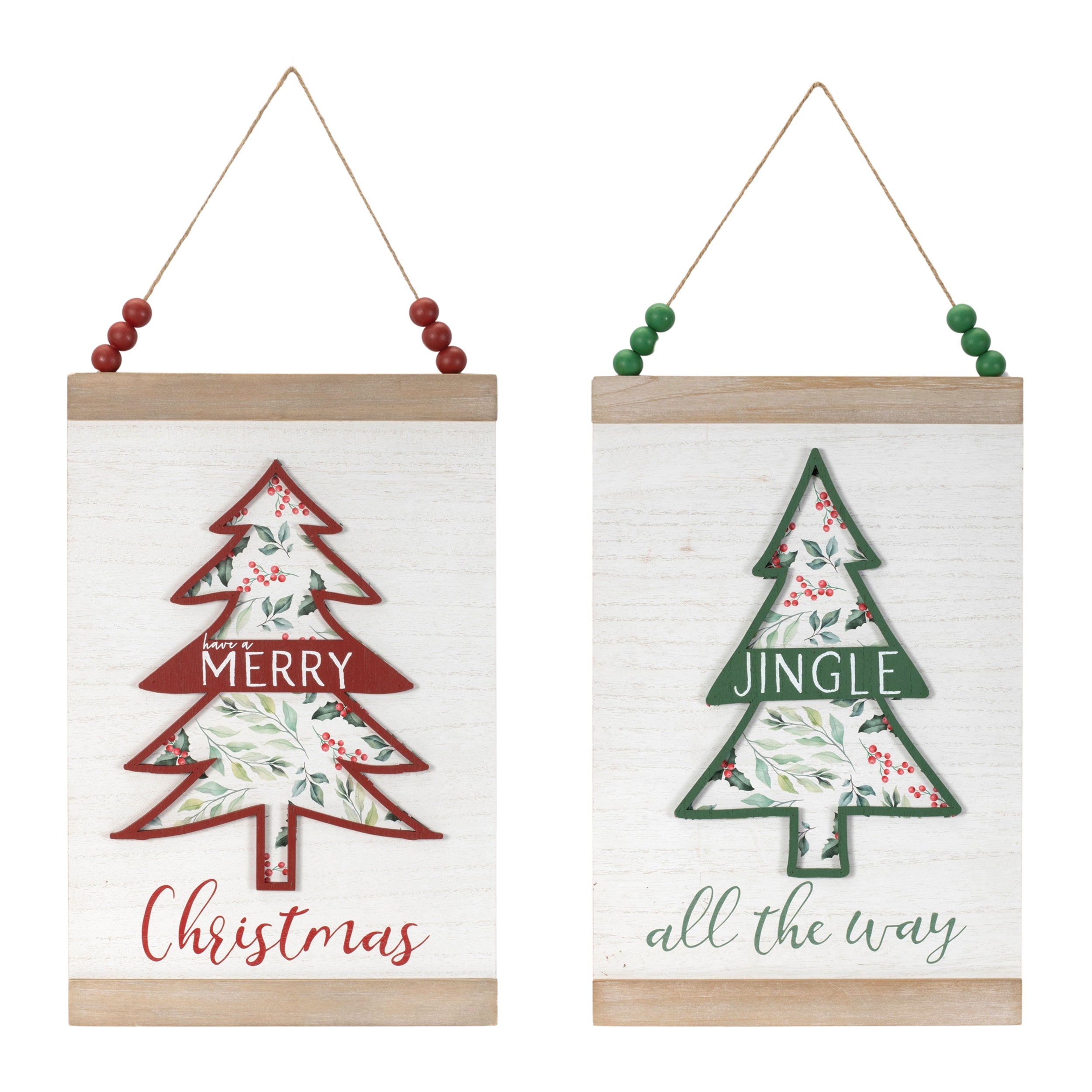 Christmas Banner (2 Asst) 10.5"L x 16"H Wood/Wood