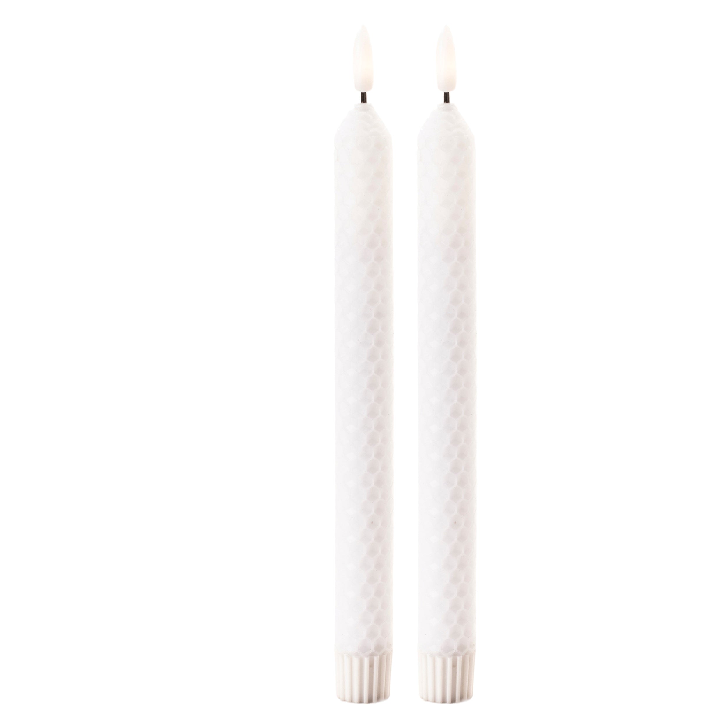 FIA Wick Taper Candle WH (Set of 2) 9.5”H Wax/ 2 AAA Batteries Not Included
