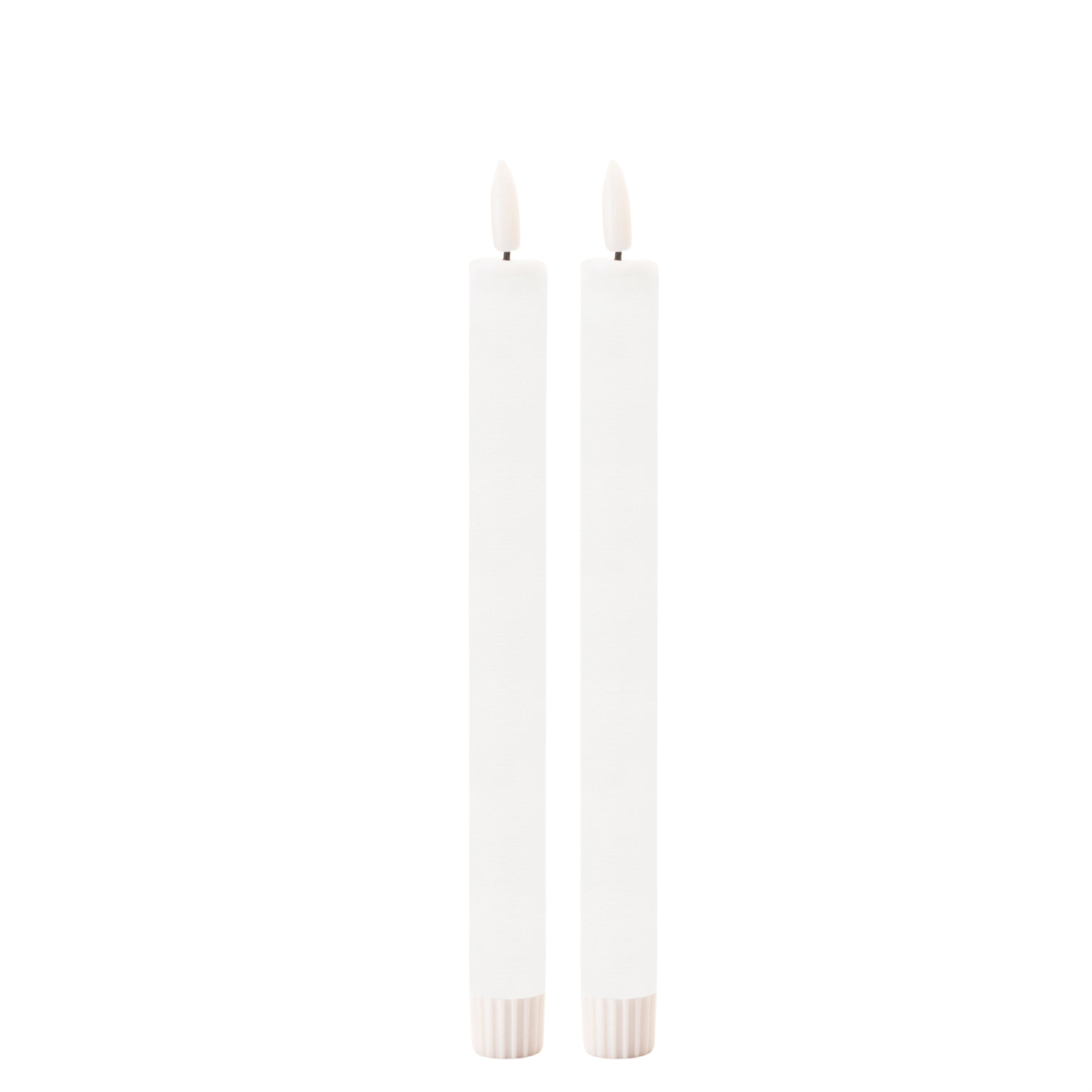 FIA Wick Taper Candle WH (Set of 2) 9.5”H Wax/ 2 AAA Batteries Not Included