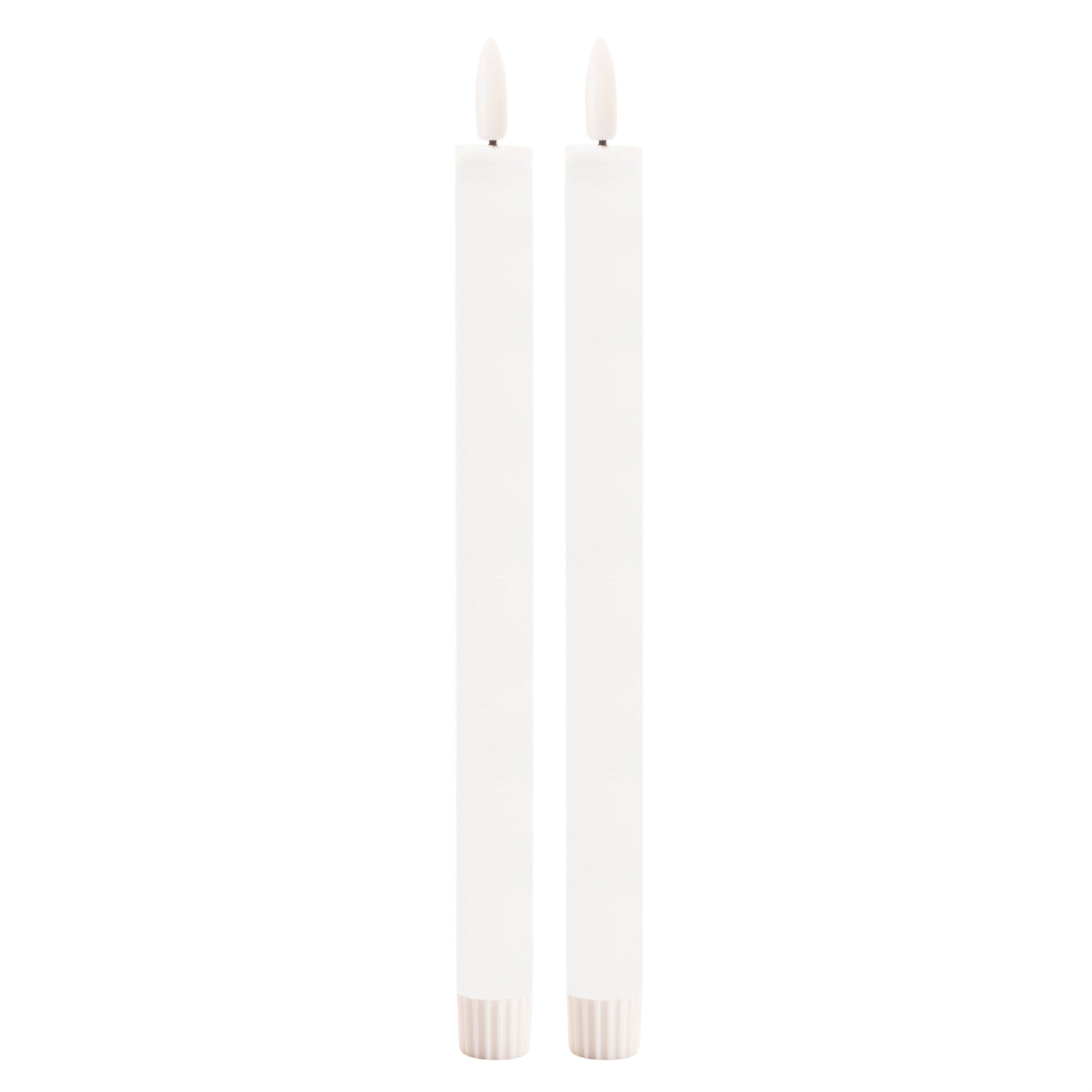 FIA Wick Taper Candle WH (Set of 2) 11”H Wax/ 2 AAA Batteries Not Included