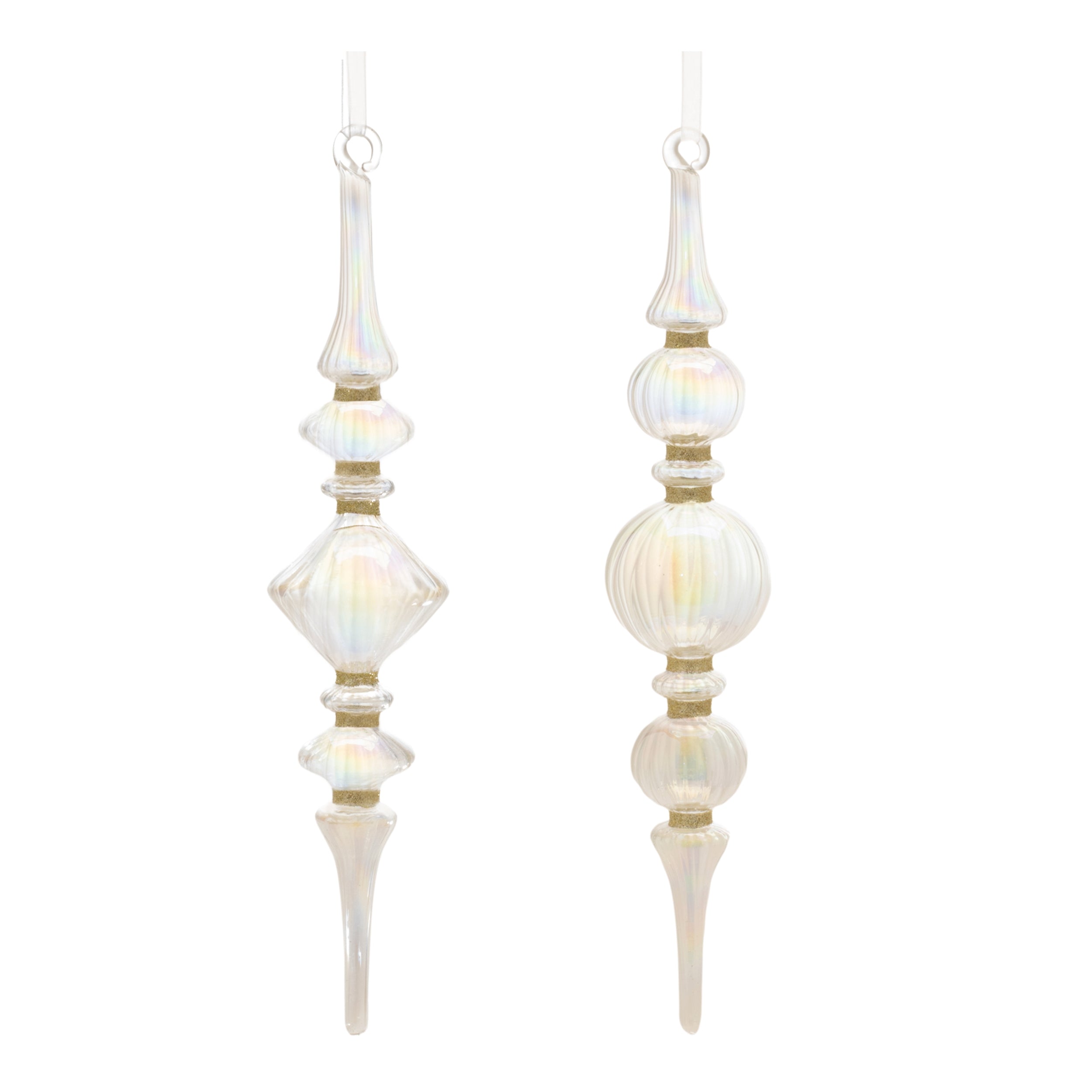 Finial Drop Ornament (2 set of) 11.5”H Glass