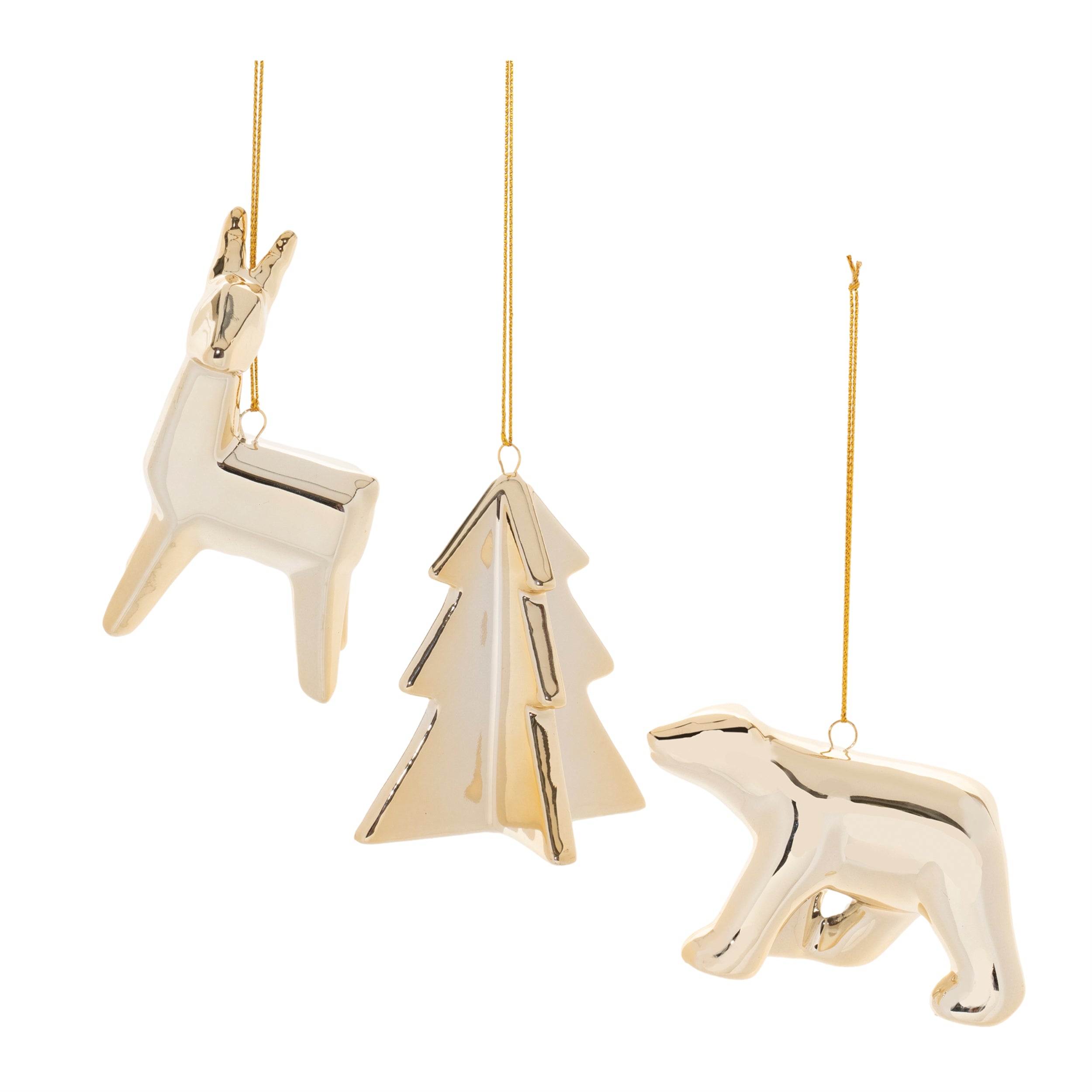 Deer/Bear/Tree Ornament (3 Asst) 2"H, 3.25"H, 3.5"H Ceramic
