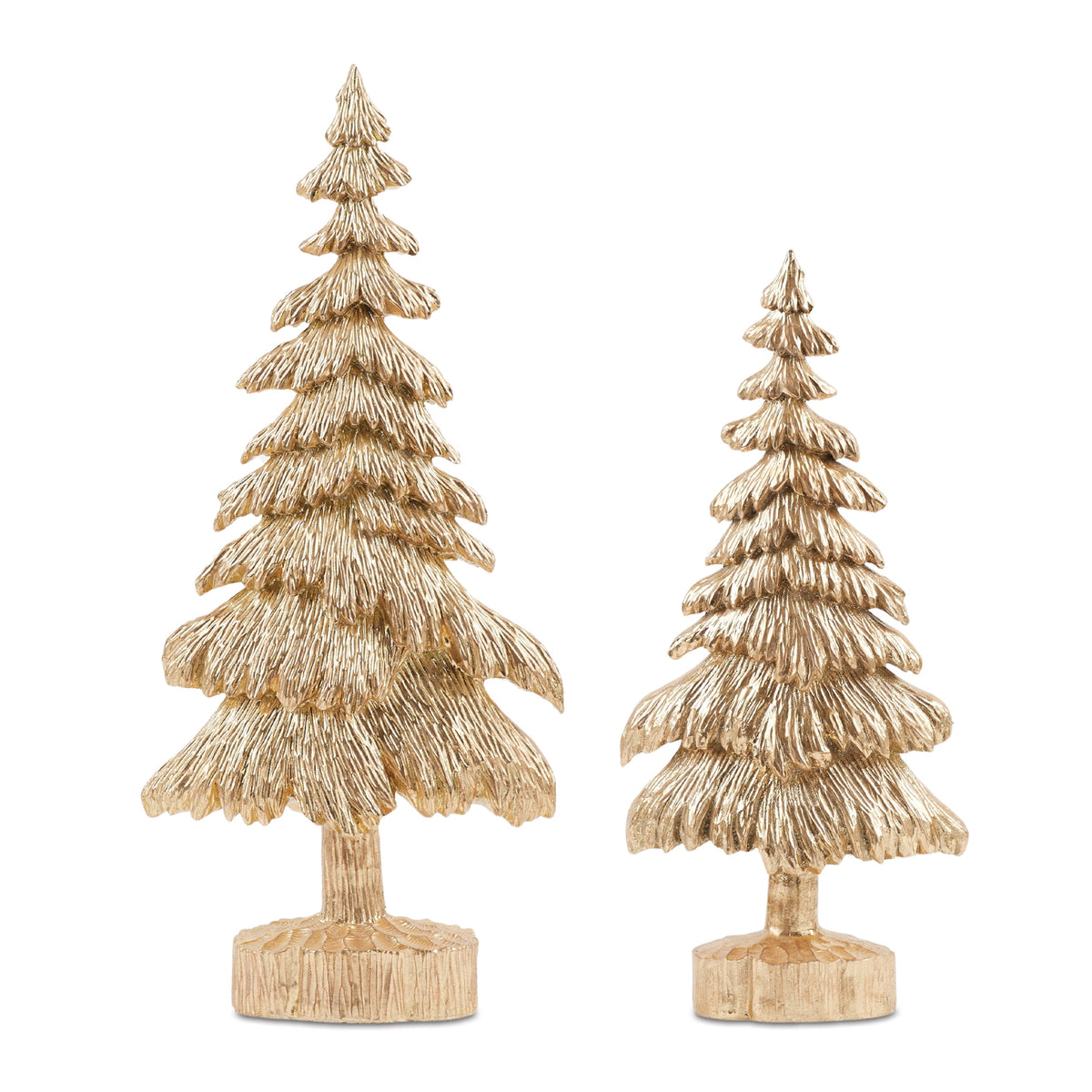 Gold Resin Christmas Tabletop Trees (S/2)