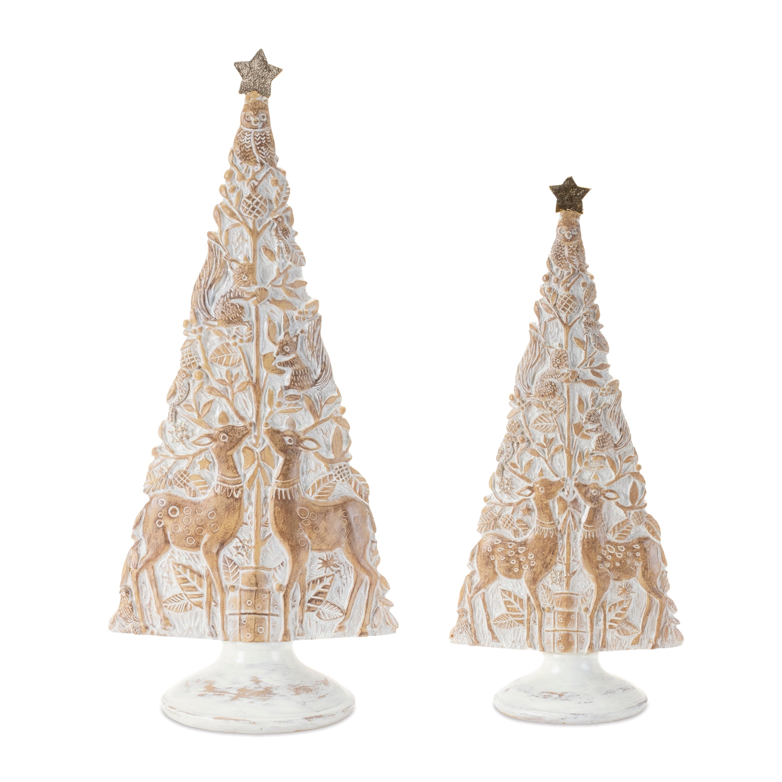 Tree w/Animals (Set of 2) 14"H, 18"H Resin
