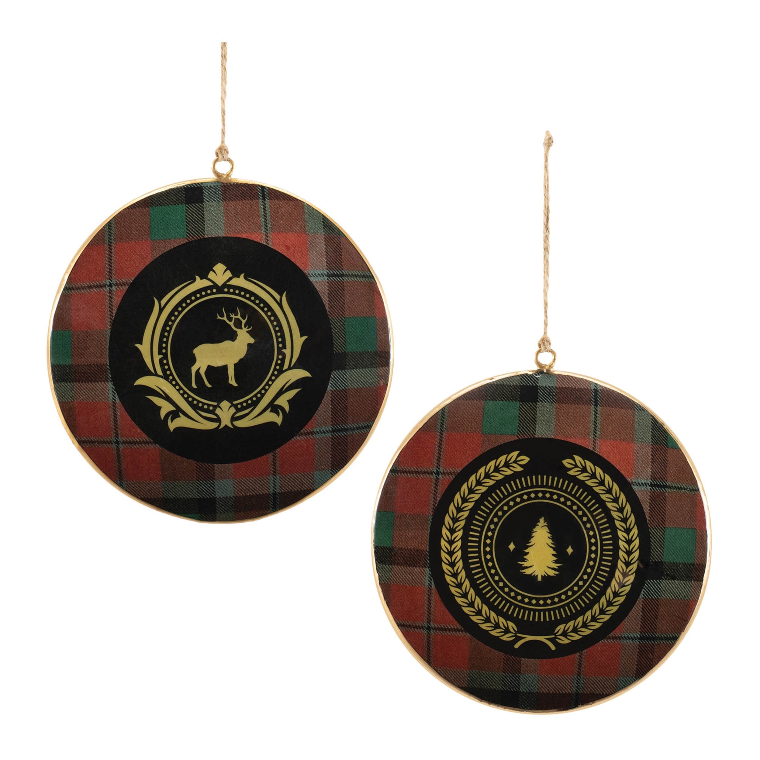 Plaid Disc Ornament (Set of 6) 6"H Iron